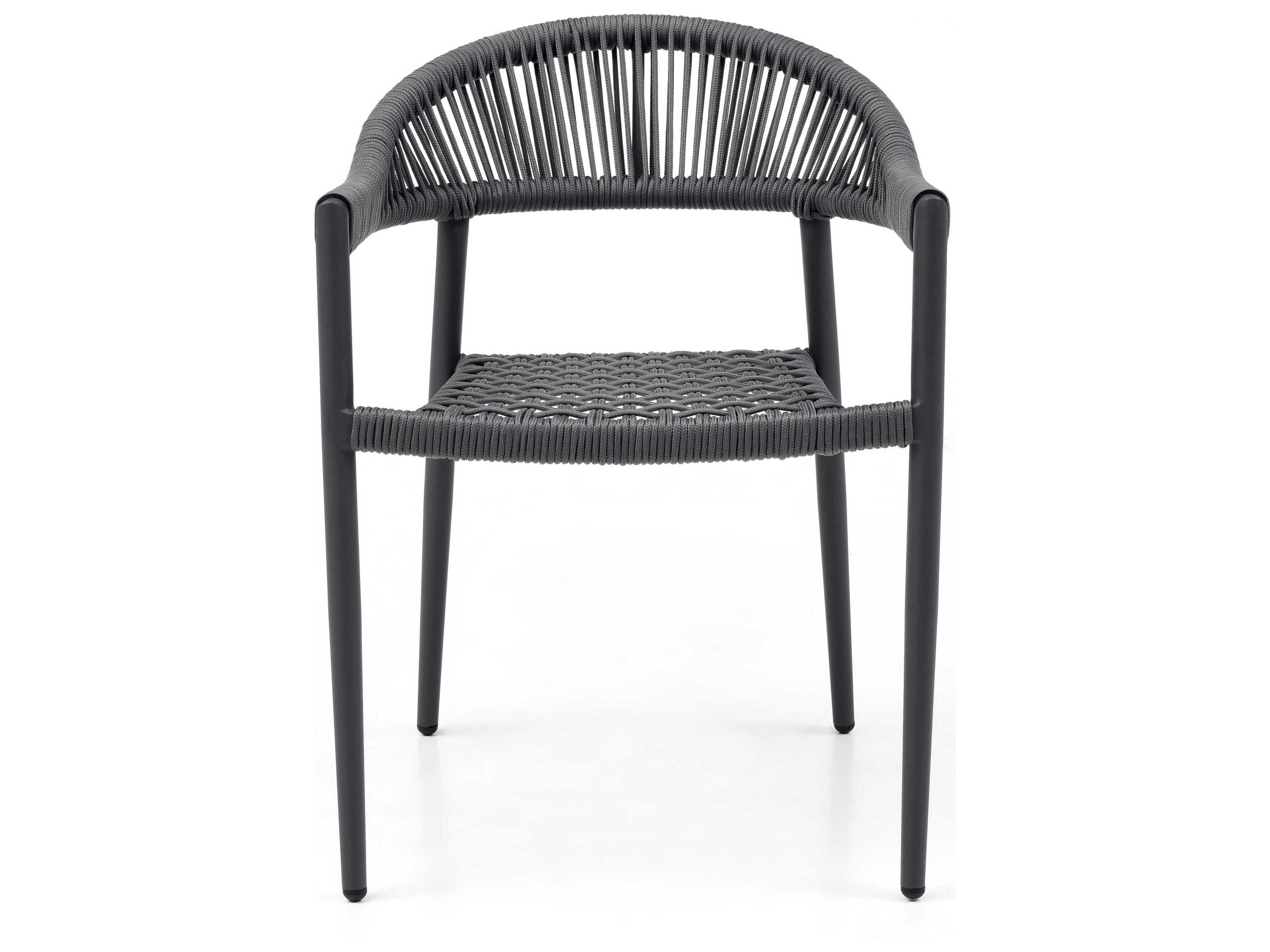 Whiteline Modern Living Outdoor Leyla Dark Grey Aluminum Rope Dining Chair