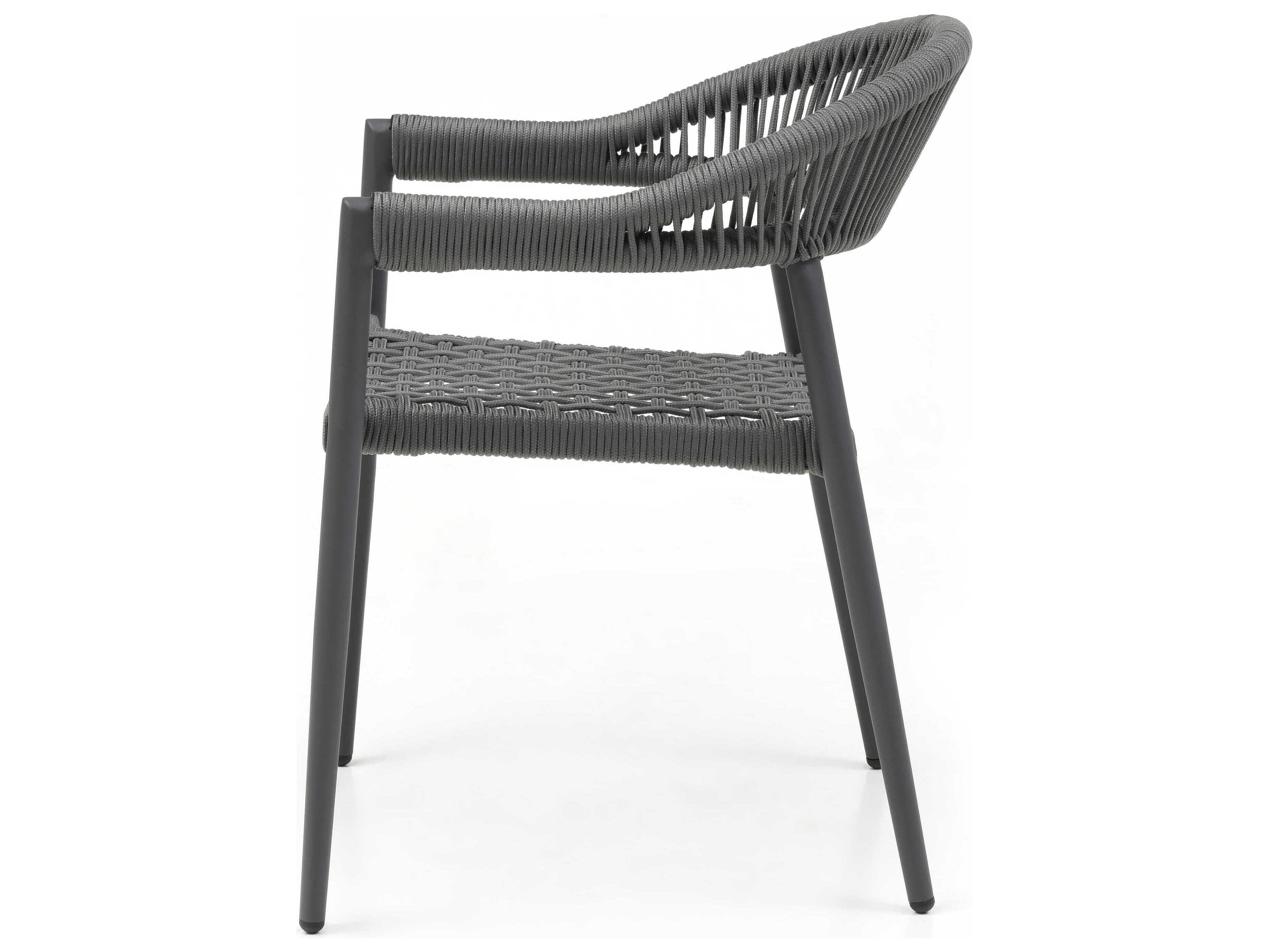 Whiteline Modern Living Outdoor Leyla Dark Grey Aluminum Rope Dining Chair