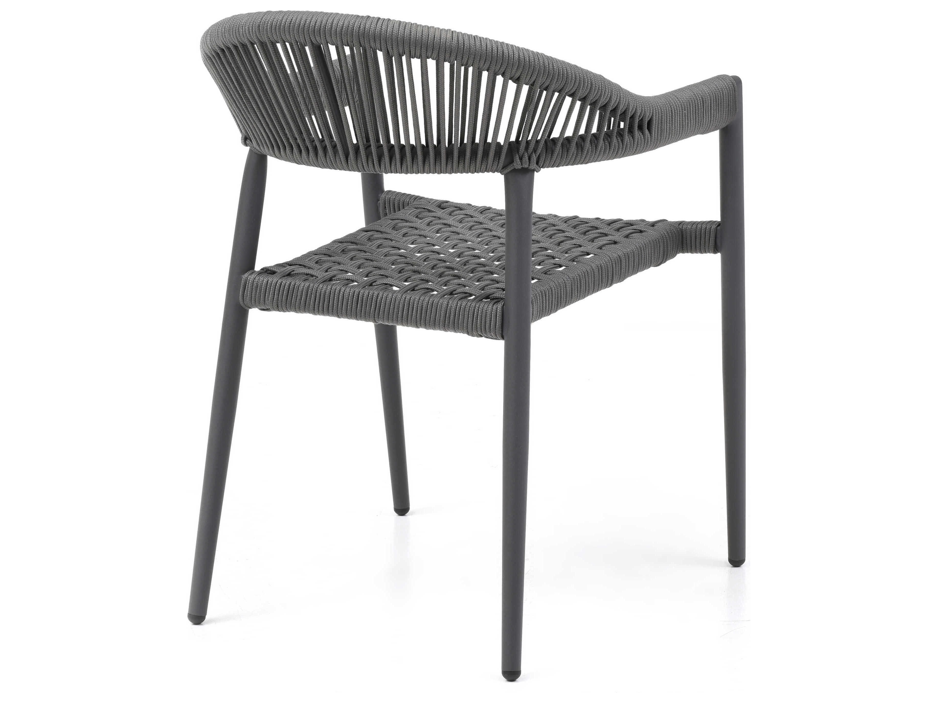 Whiteline Modern Living Outdoor Leyla Dark Grey Aluminum Rope Dining Chair