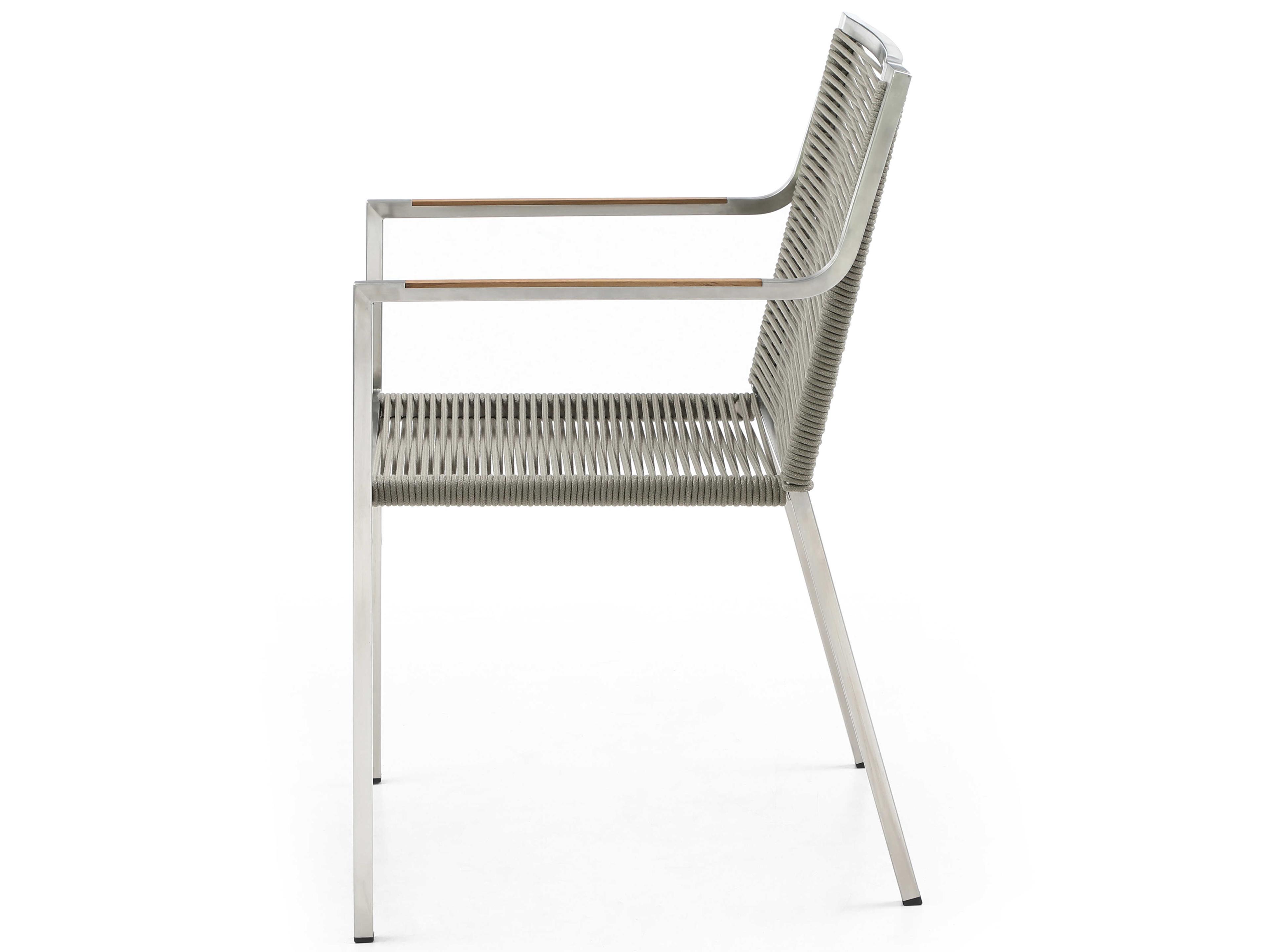 Whiteline Modern Living Outdoor Rhea Light Brown Aluminum Rope Dining Chair