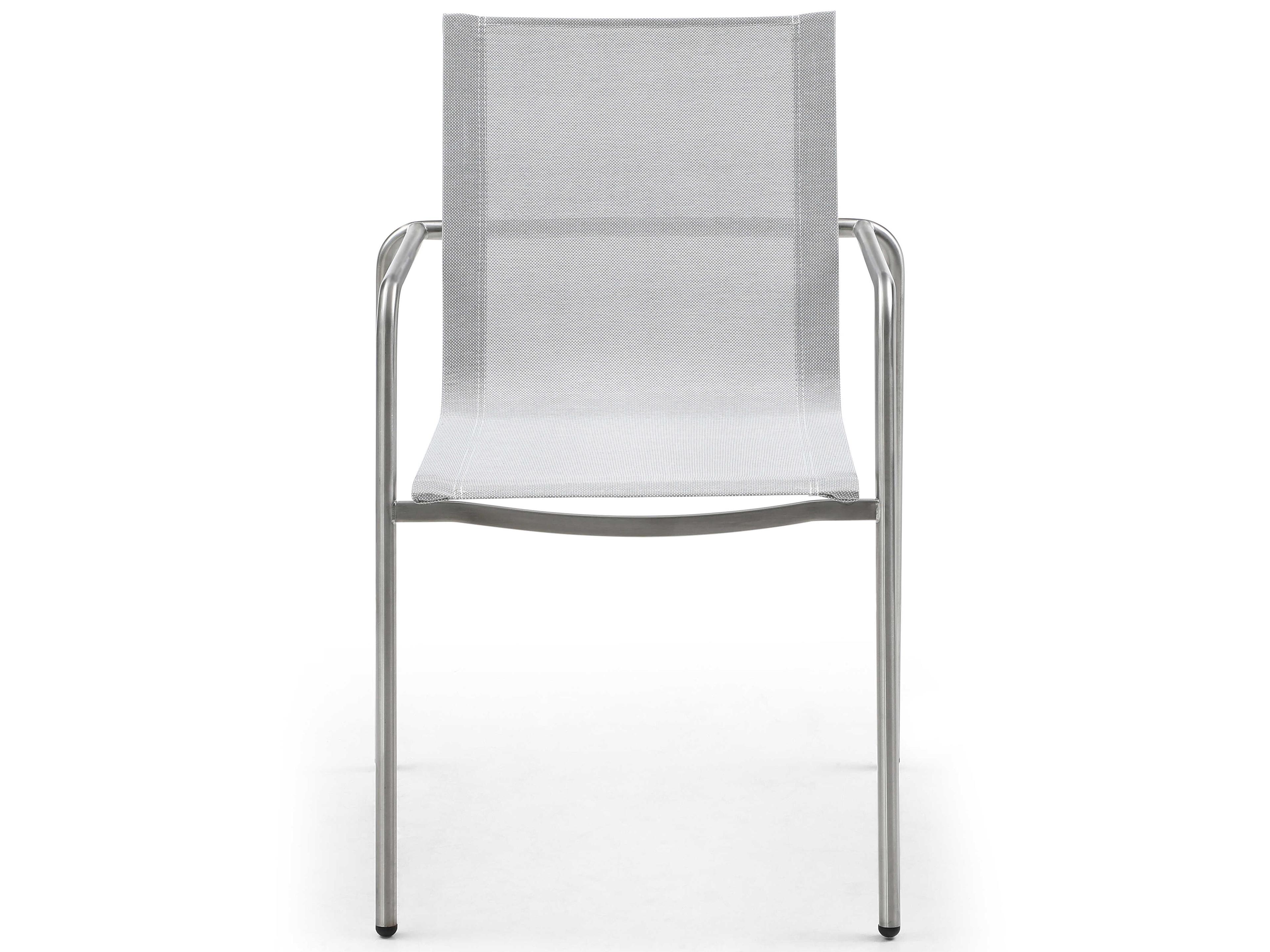 Whiteline Modern Living Outdoor Paola Light Grey Aluminum Sling Dining Chair
