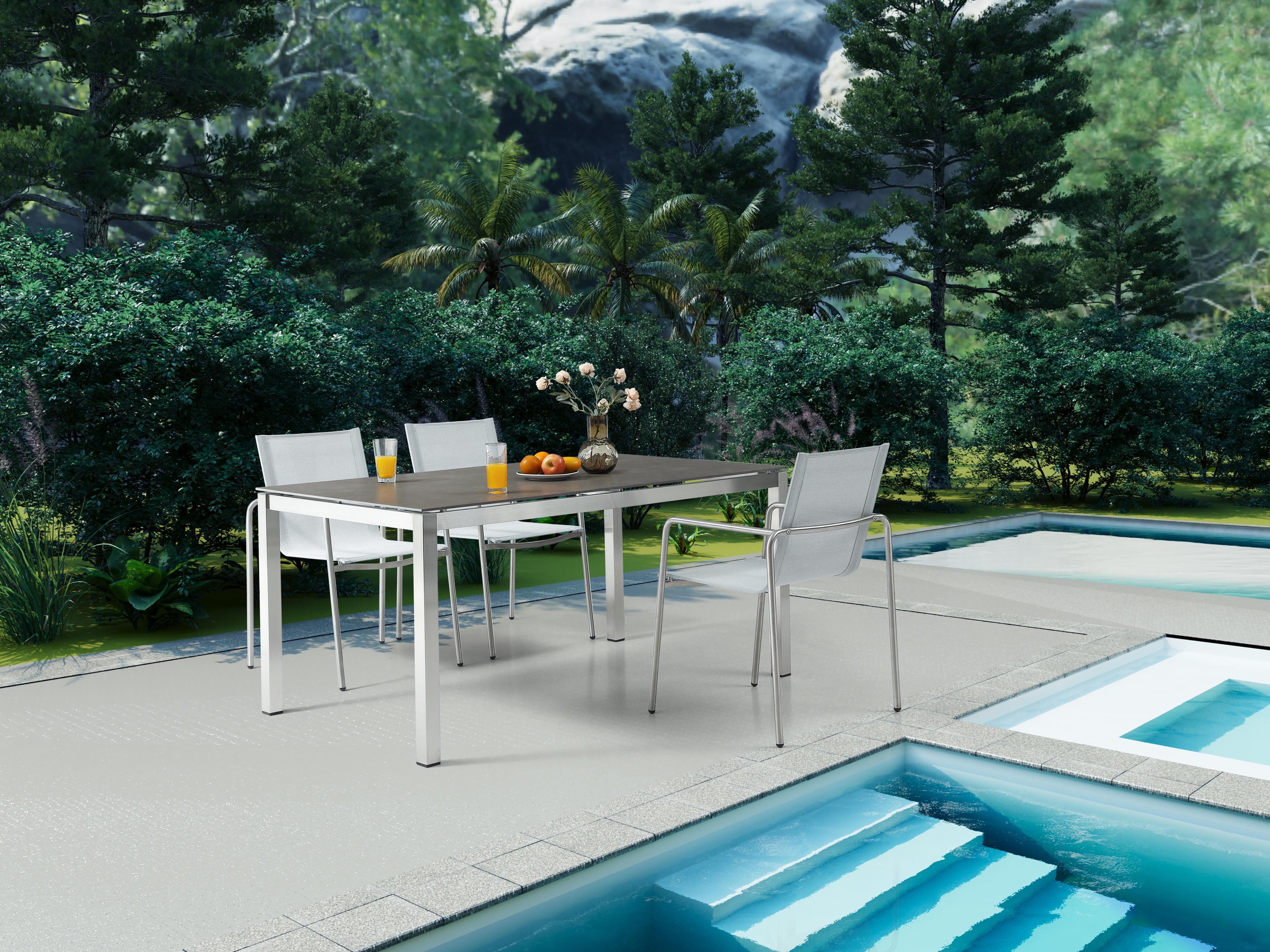 Whiteline Modern Living Outdoor Paola Light Grey Aluminum Sling Dining Chair