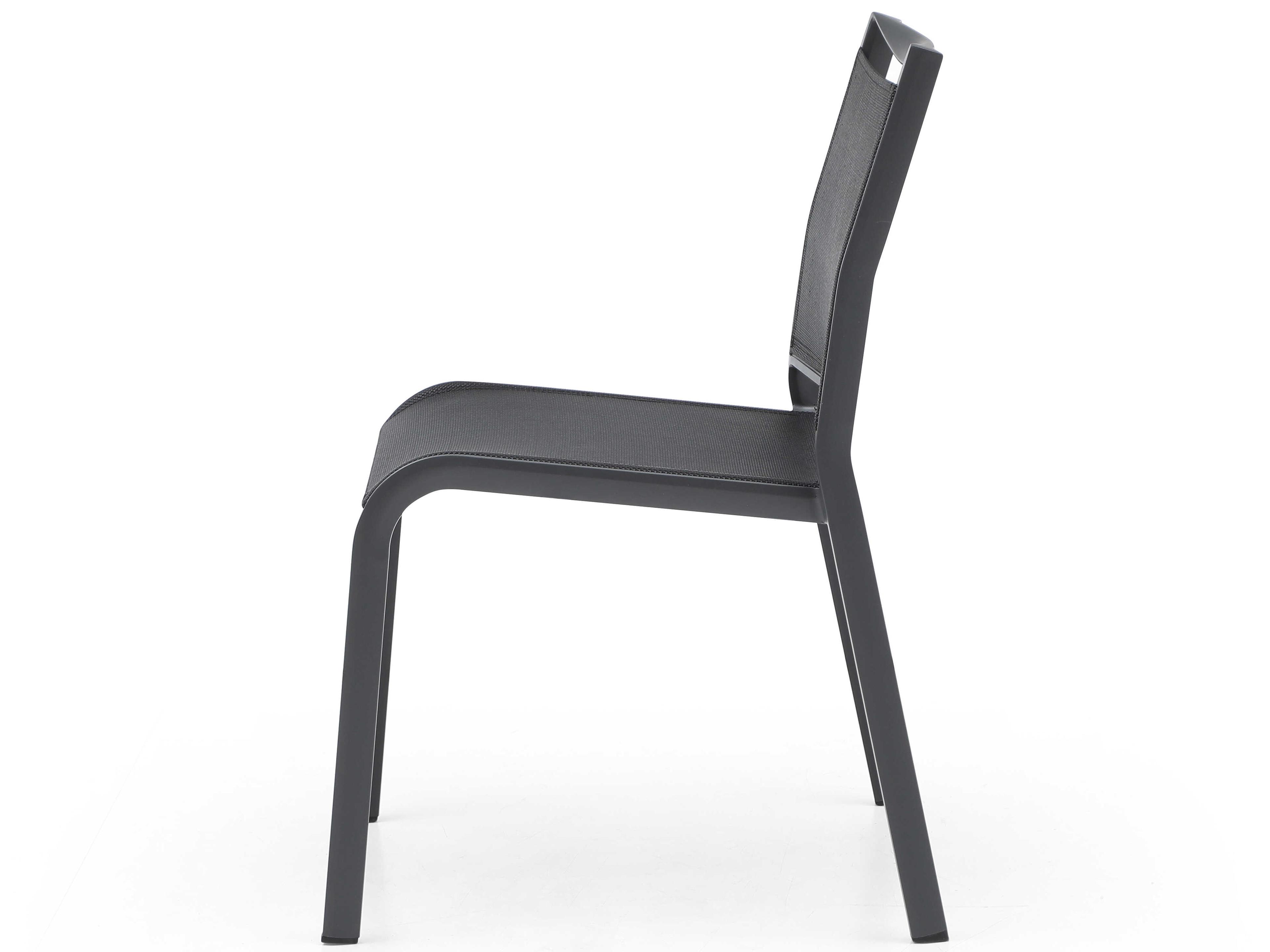 Whiteline Modern Living Outdoor Aloha Dark Grey Black Aluminum Sling Dining Chair