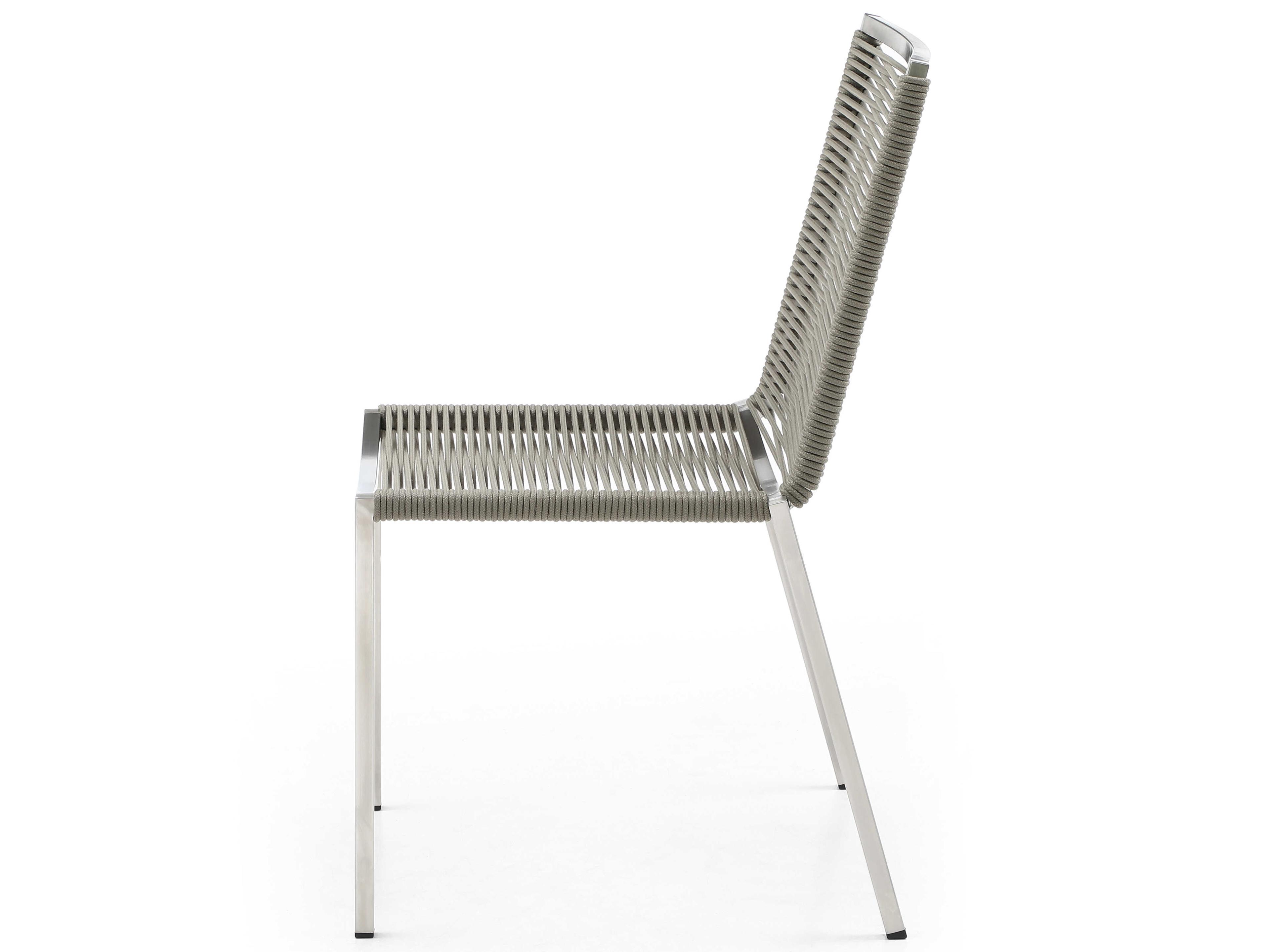 Whiteline Modern Living Outdoor Rhea Light Brown Aluminum Rope Dining Chair