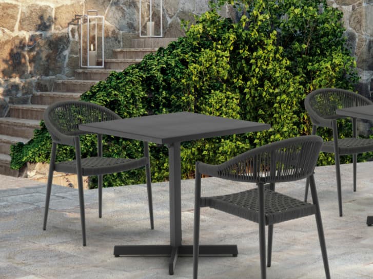 Whiteline Modern Living Outdoor Belle Grey Aluminum Square Dining Table