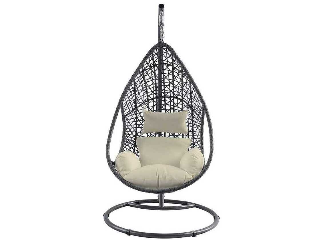 Whiteline Modern Living Outdoor Bravo Grey White Aluminum Cushion Swing