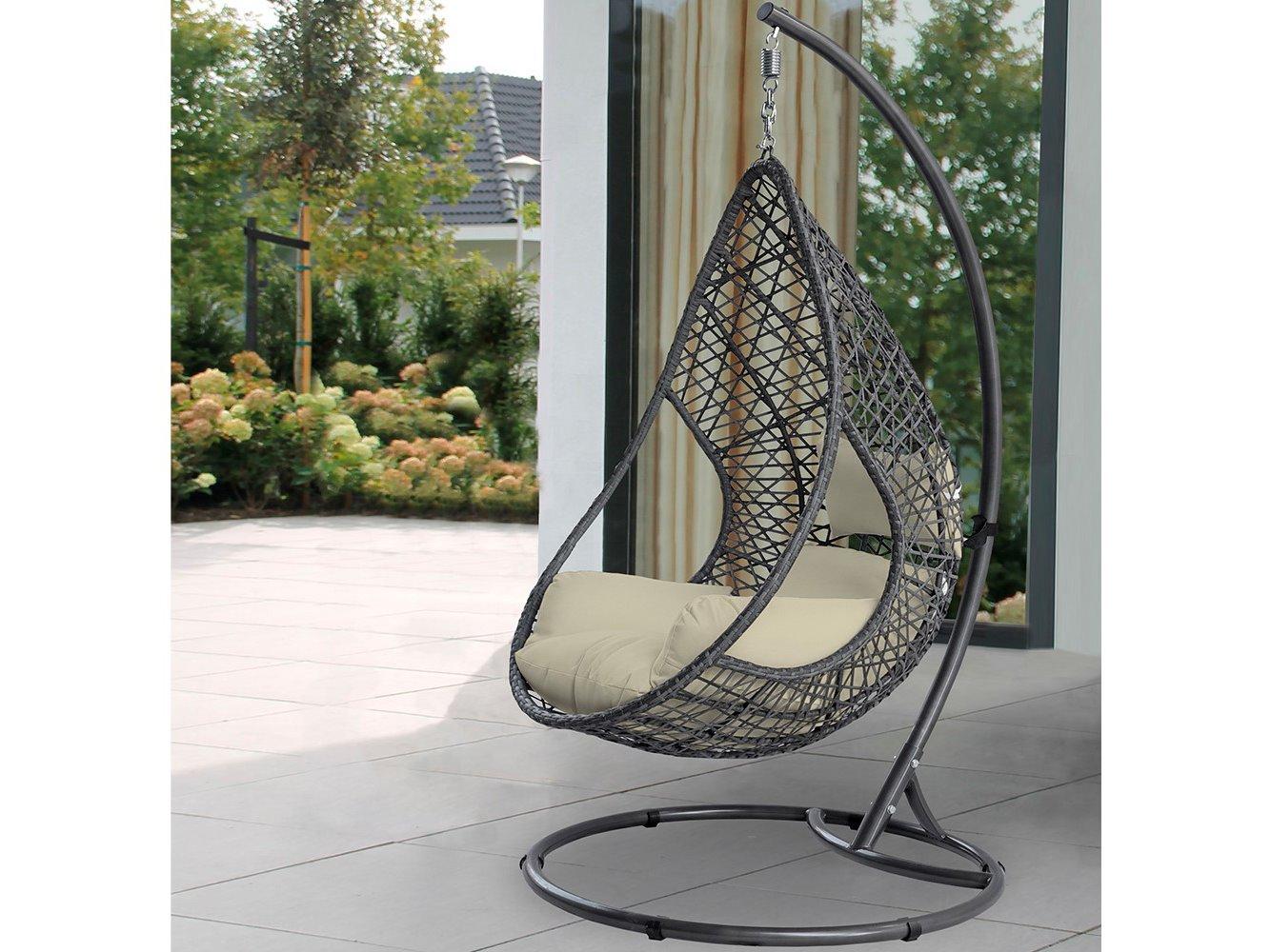 Whiteline Modern Living Outdoor Bravo Grey White Aluminum Cushion Swing