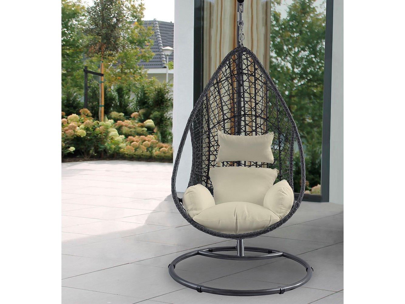 Whiteline Modern Living Outdoor Bravo Grey White Aluminum Cushion Swing