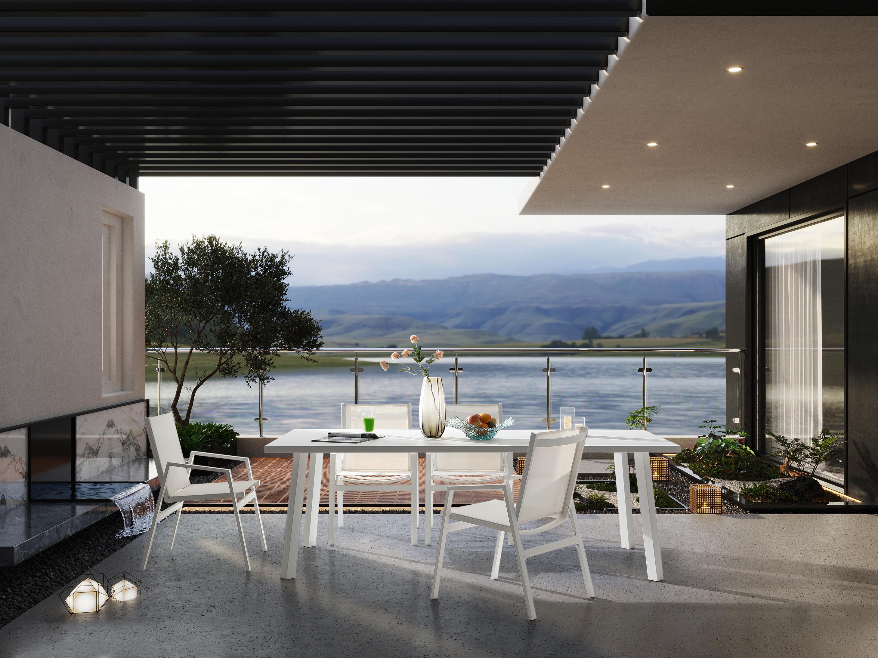 Whiteline Modern Living Outdoor Rio White Aluminum Dining Set