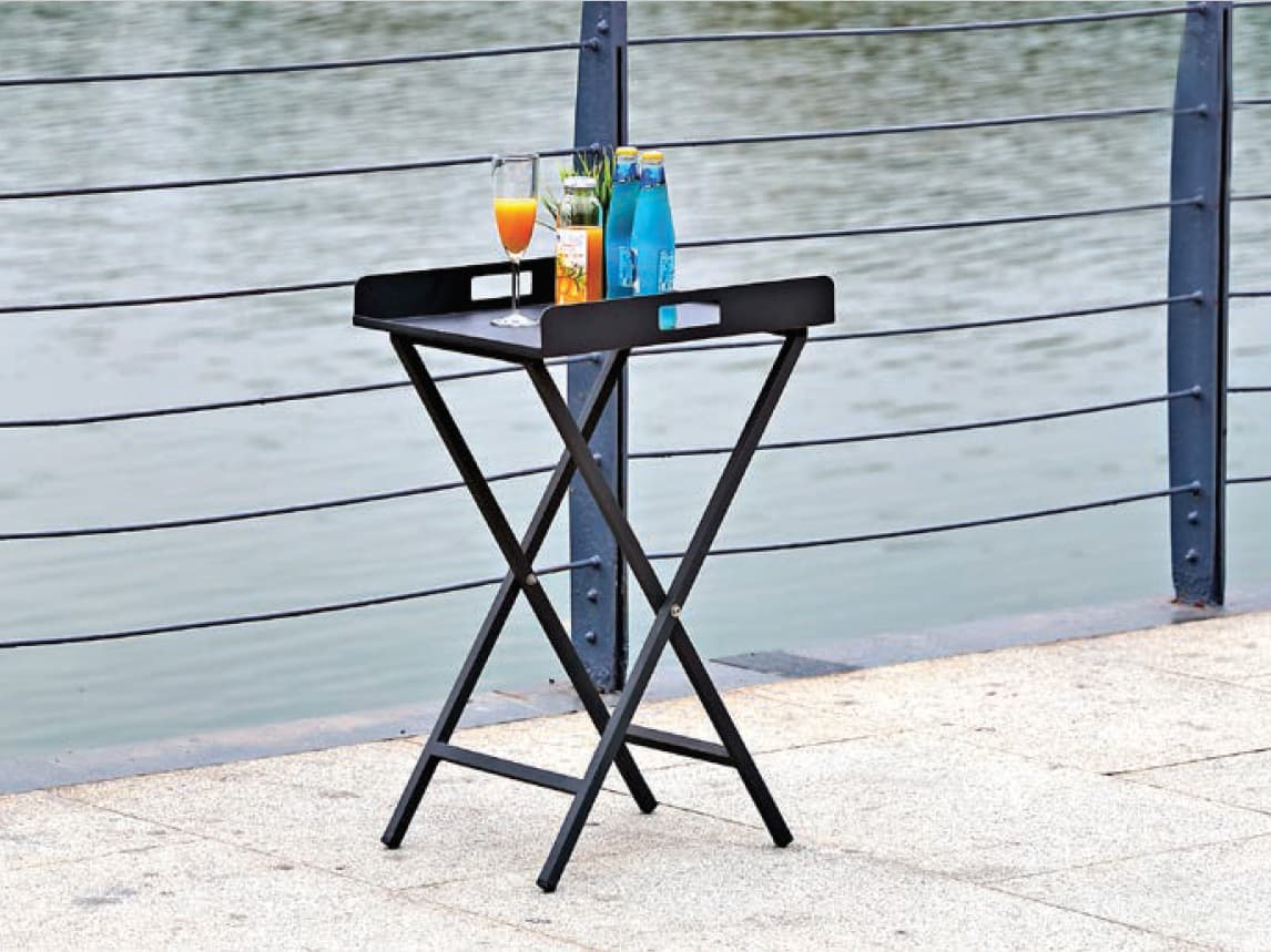 Whiteline Modern Living Outdoor Kai Grey Aluminum Rectangular End Table