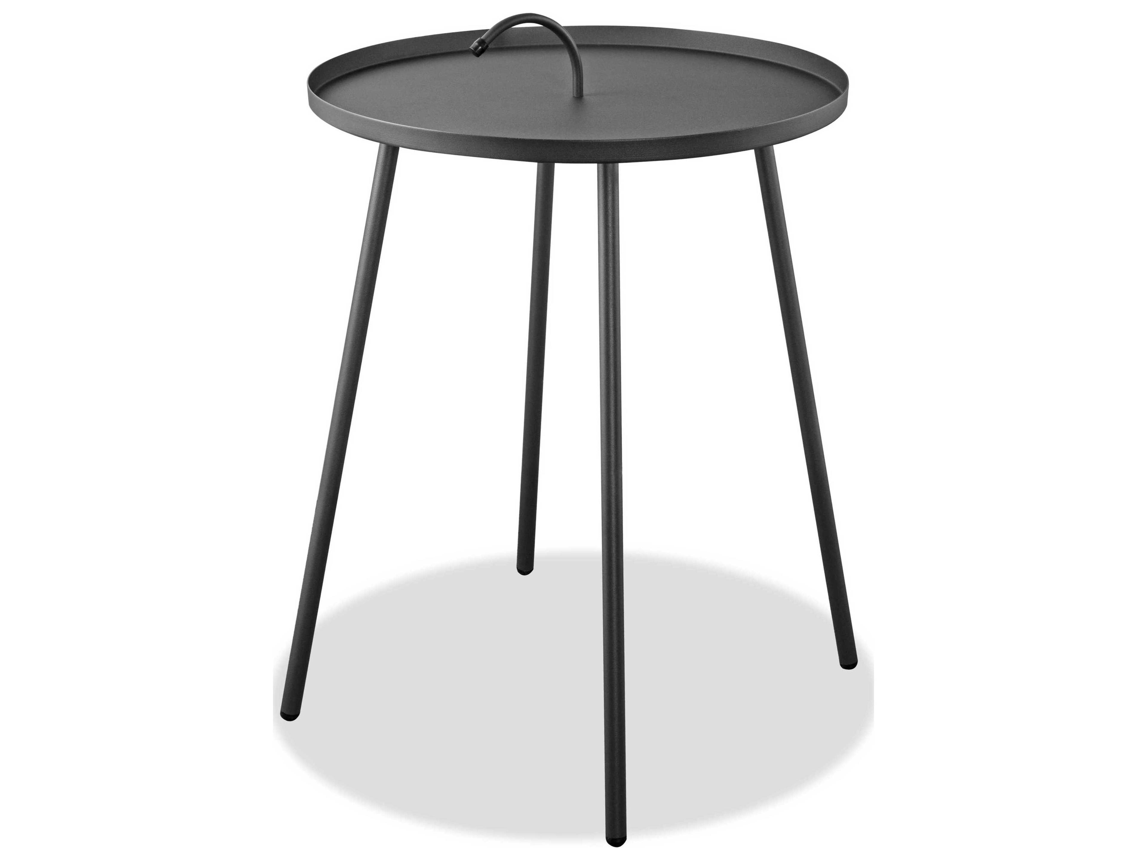 Whiteline Modern Living Outdoor Jett Grey Aluminum Round End Table