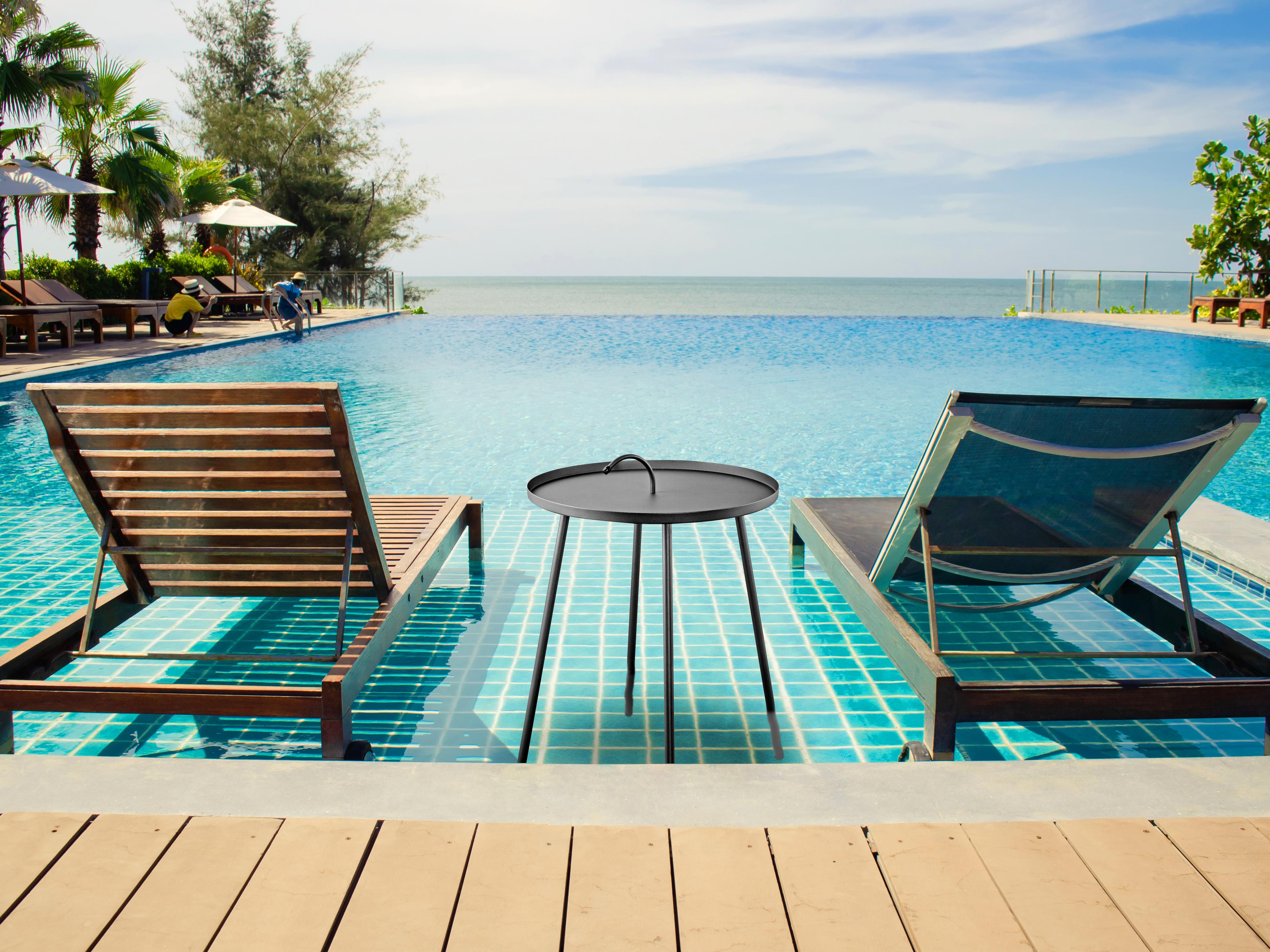 Whiteline Modern Living Outdoor Jett Grey Aluminum Round End Table