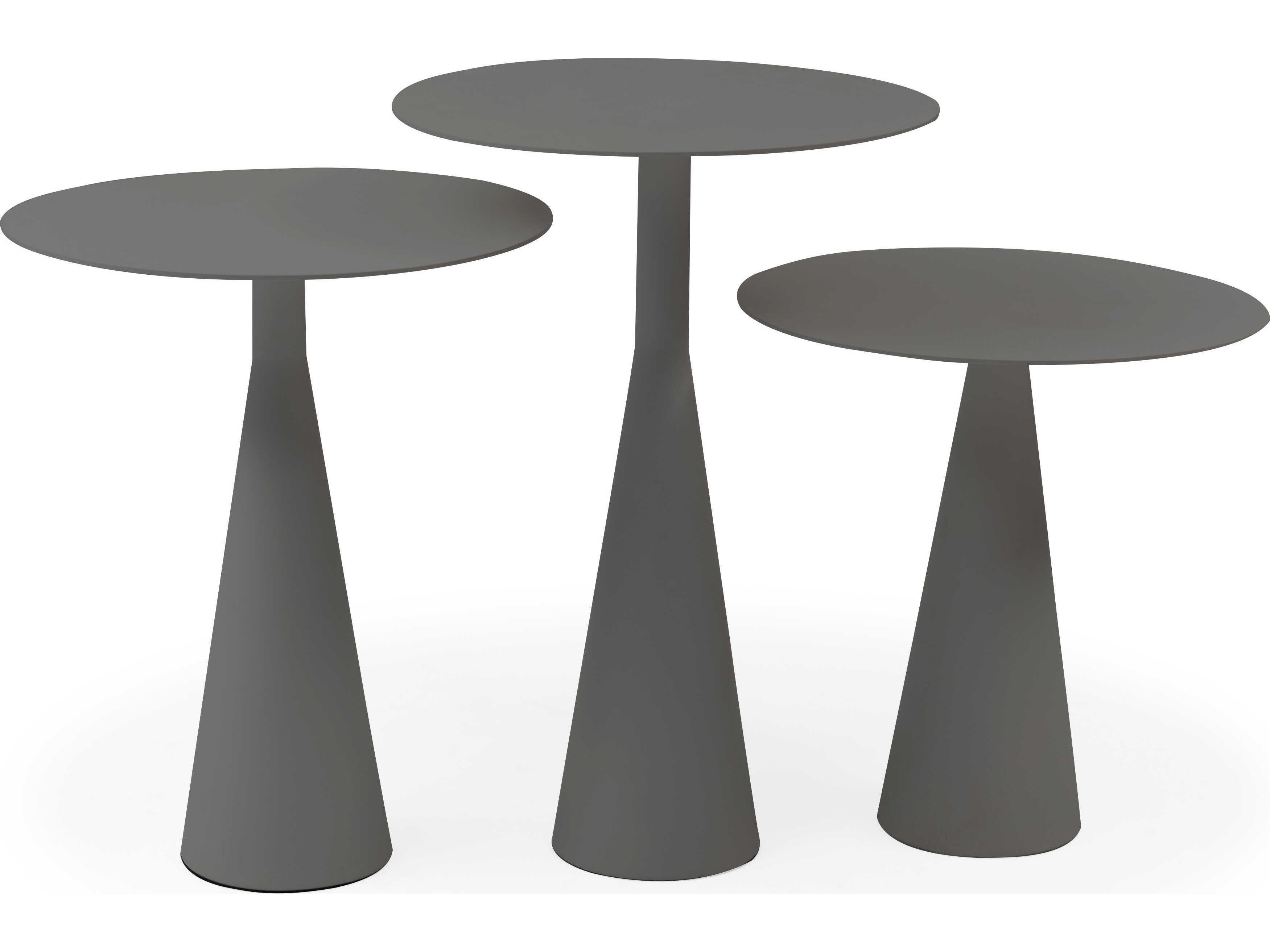 Whiteline Modern Living Outdoor Ireland Grey Aluminum Round End Table