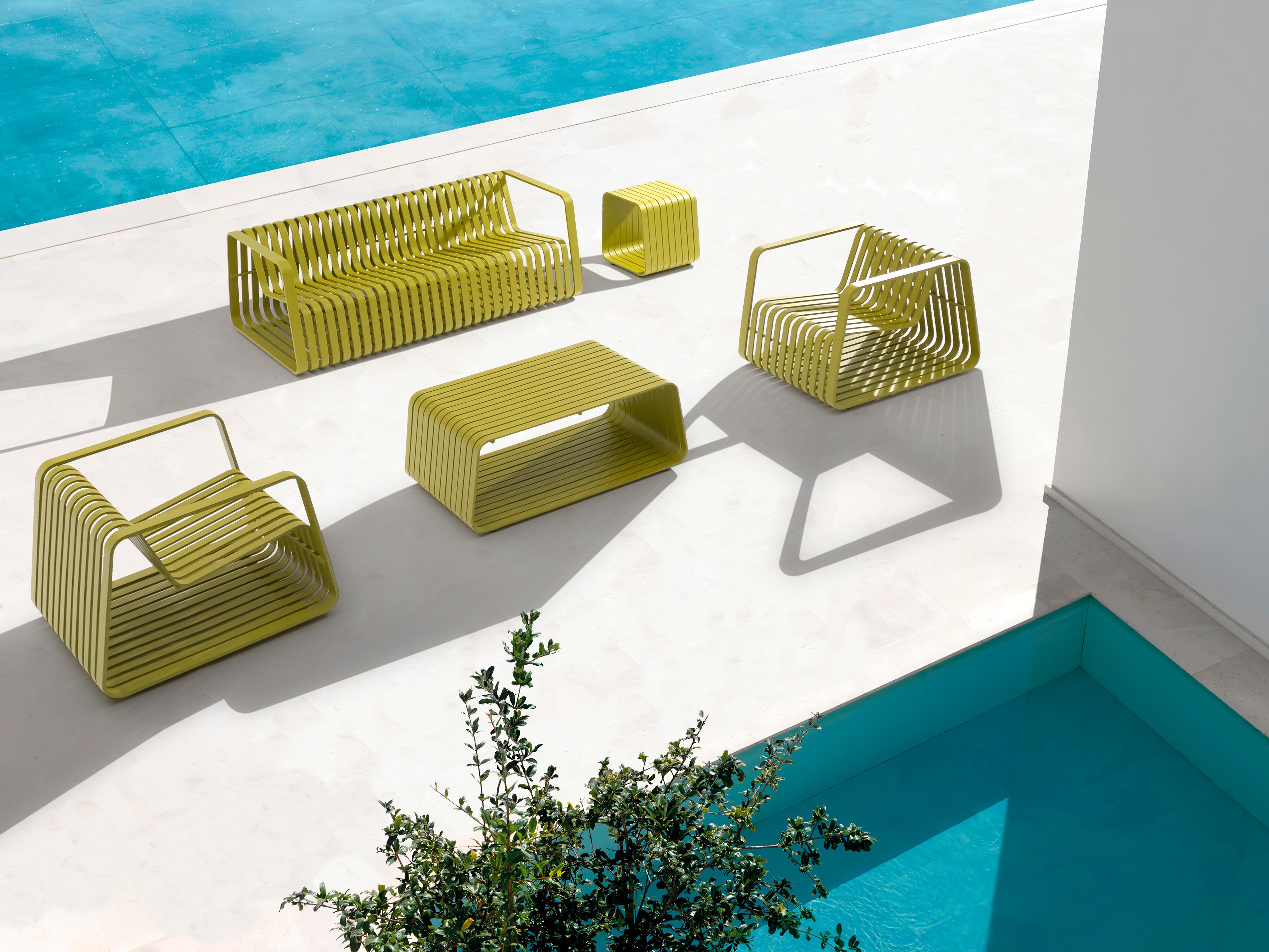 Whiteline Modern Living Outdoor Ocean Green Aluminum Square End Table