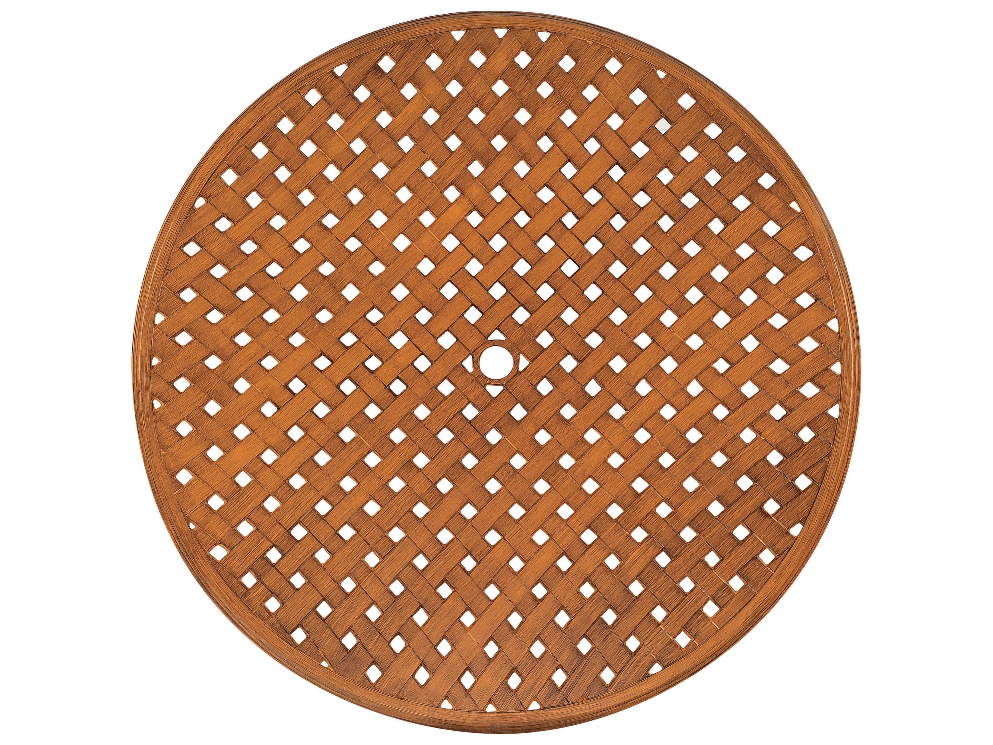 Woodard Solid Cast Aluminum Thatch Round Table Top with Umbrella Hole