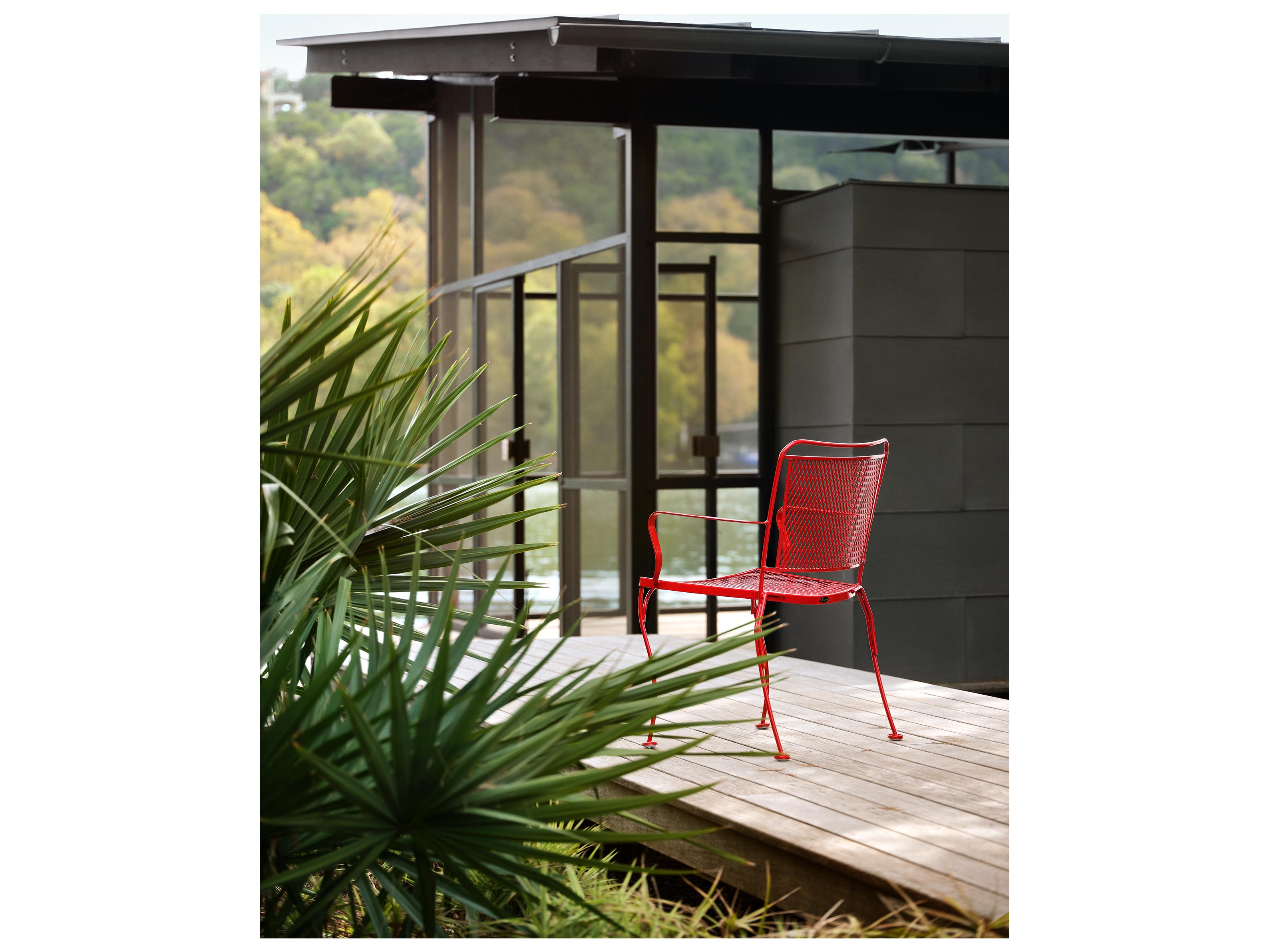 Woodard Constantine Wrought Iron Stackable Outdoor Dining Arm Chair