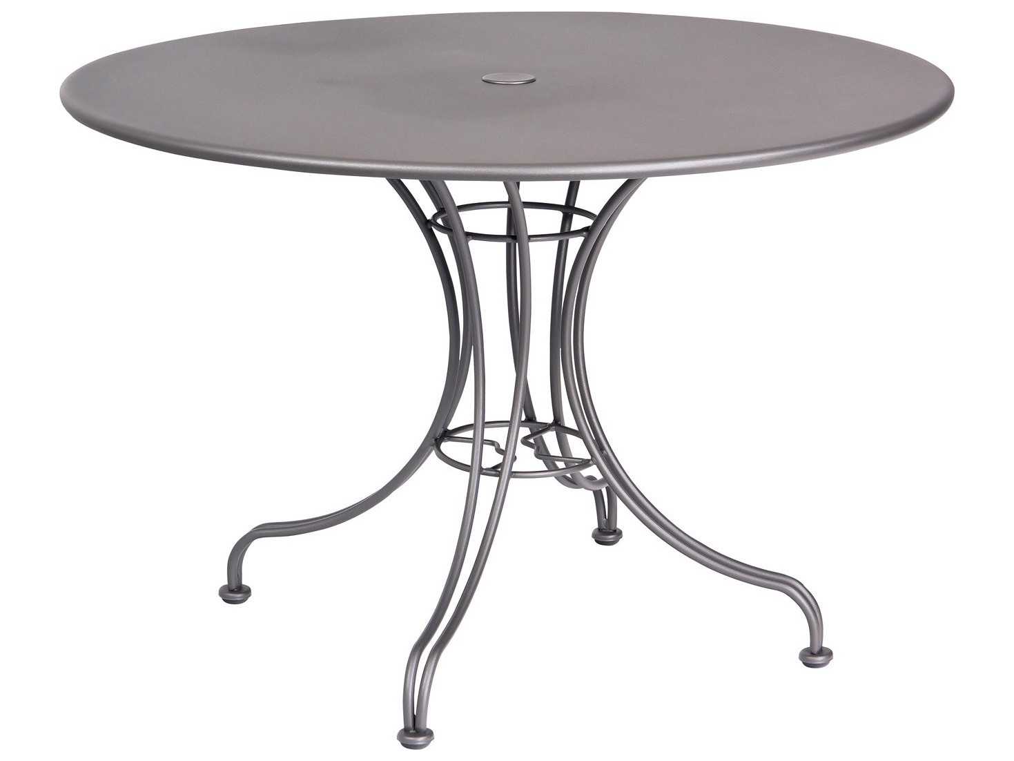 Woodard Wrought Iron Round Patio Dining Table with Umbrella Hole