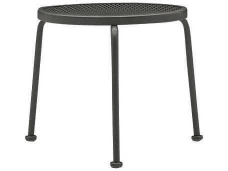 Woodard Wrought Iron Mesh Round Stackable Patio End Table