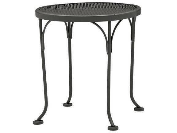 Woodard Wrought Iron Mesh Round Outdoor End Table