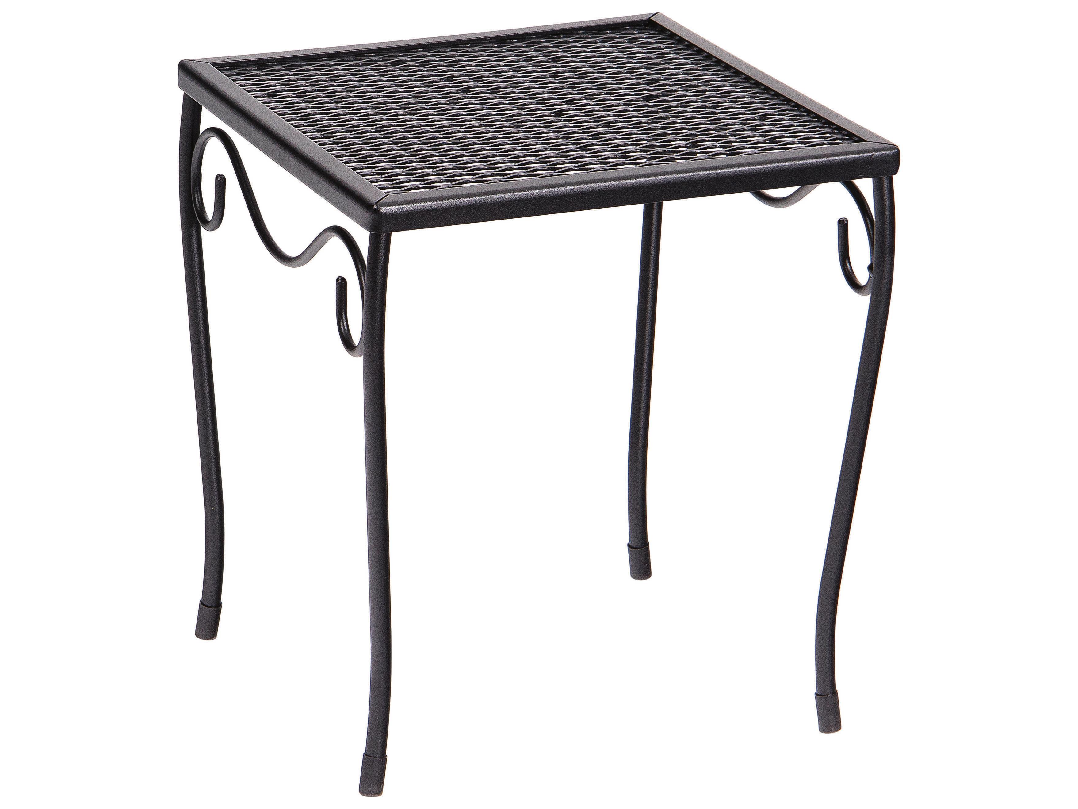 Woodard Wrought Iron Mesh Square Small Outdoor Patio End Table