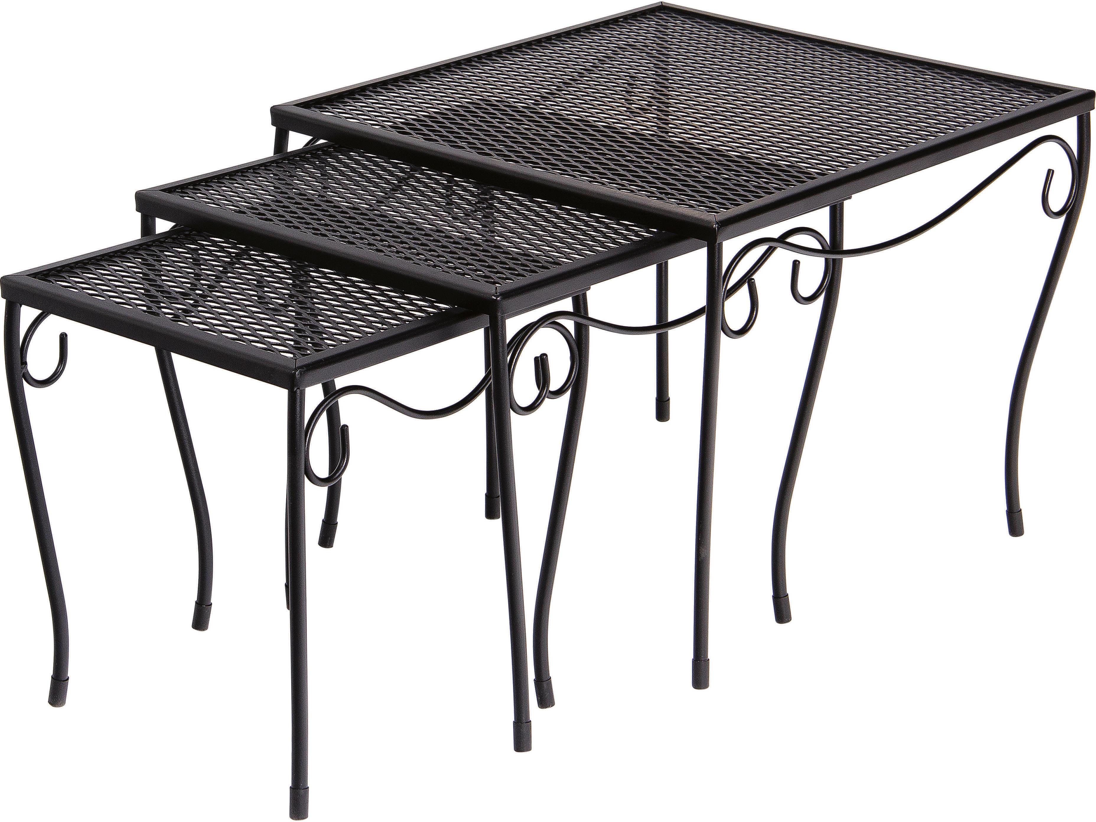 Woodard Wrought Iron Mesh Square Small Outdoor Patio End Table