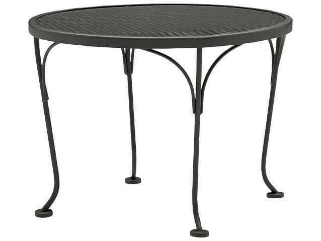 Woodard Wrought Iron Mesh Round Patio End Table