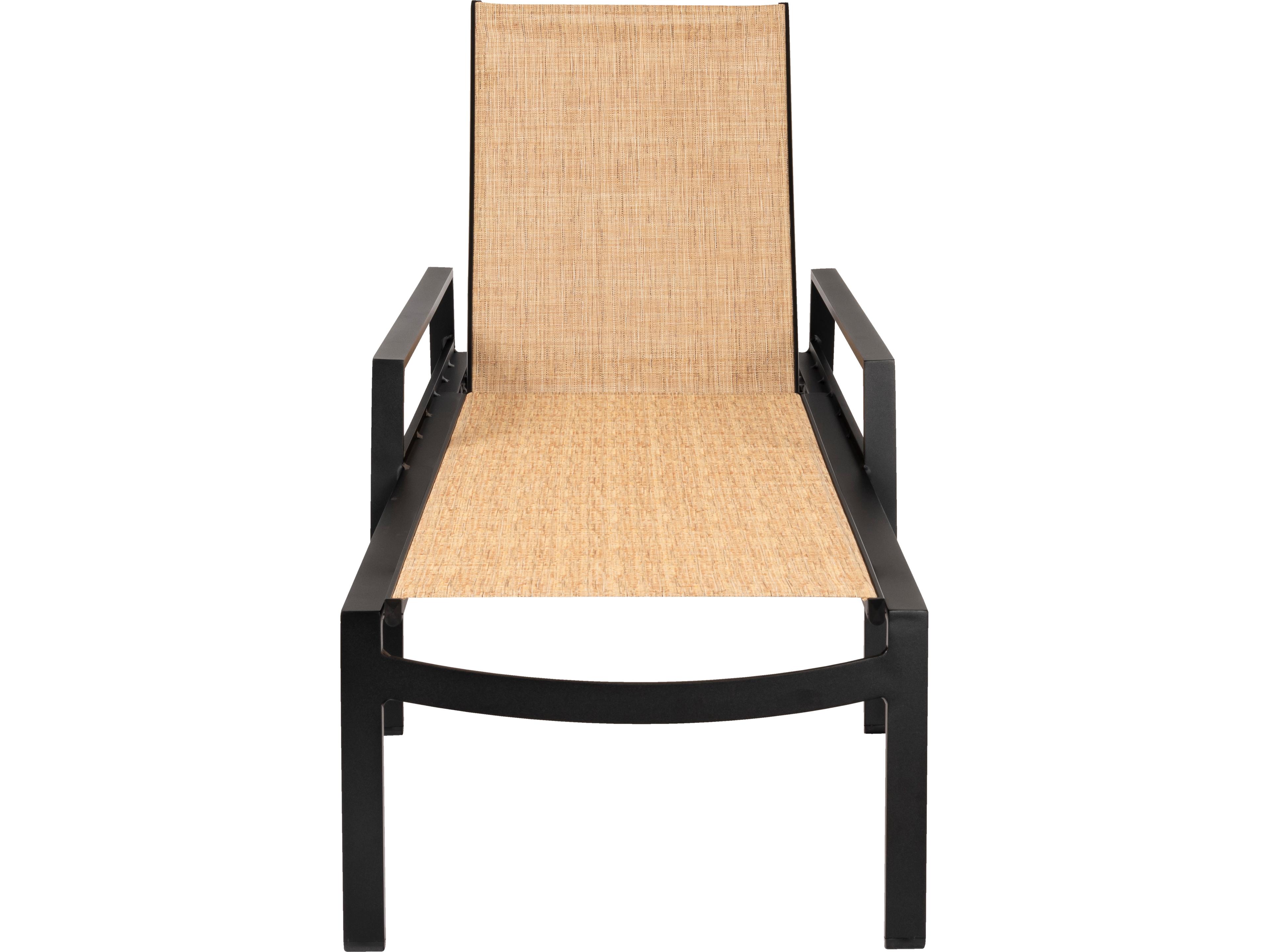 Woodard Hudson Sling Aluminum Adjustable Outdoor Patio Chaise Lounge with Arms