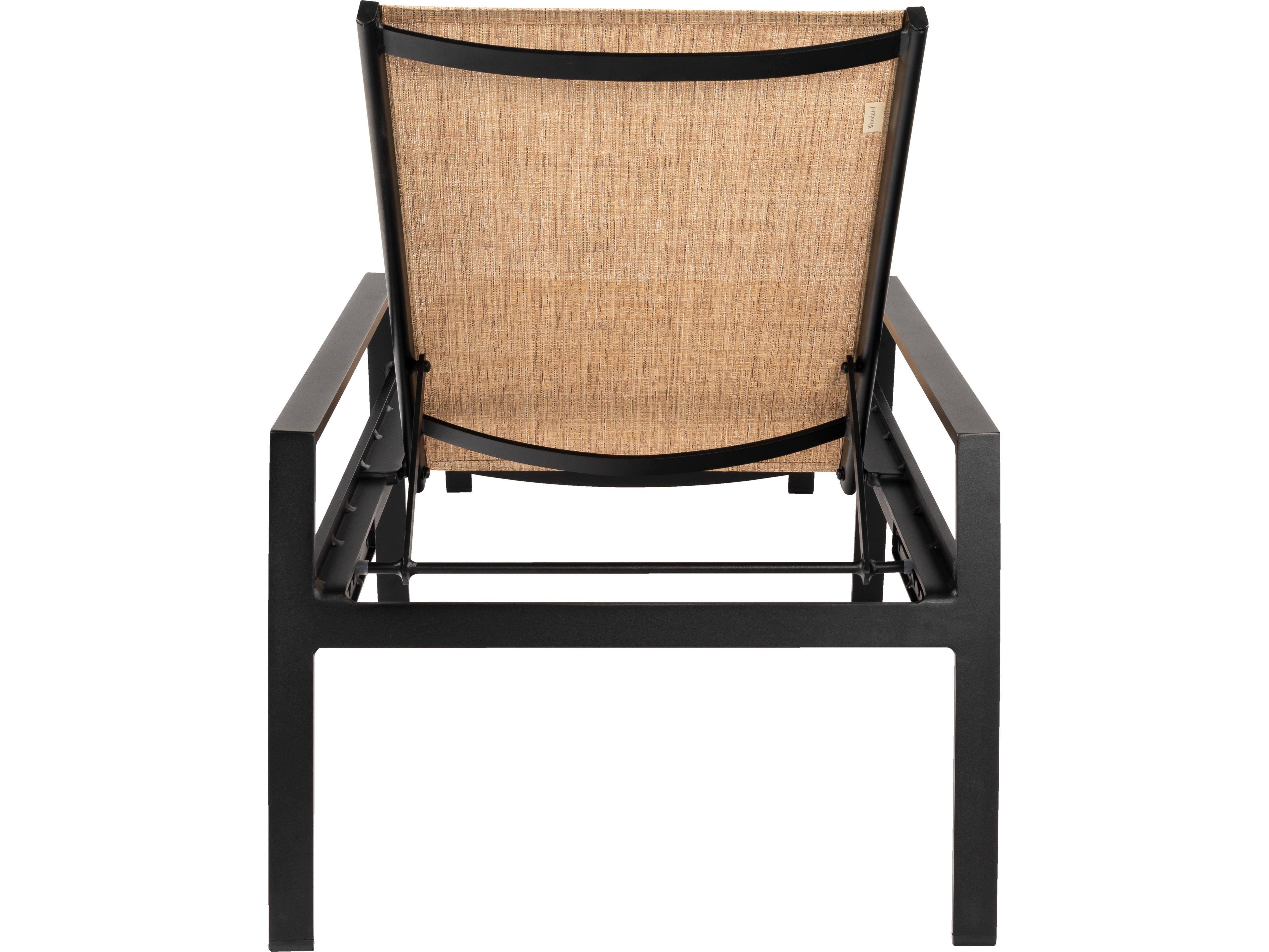 Woodard Hudson Sling Aluminum Adjustable Outdoor Patio Chaise Lounge with Arms