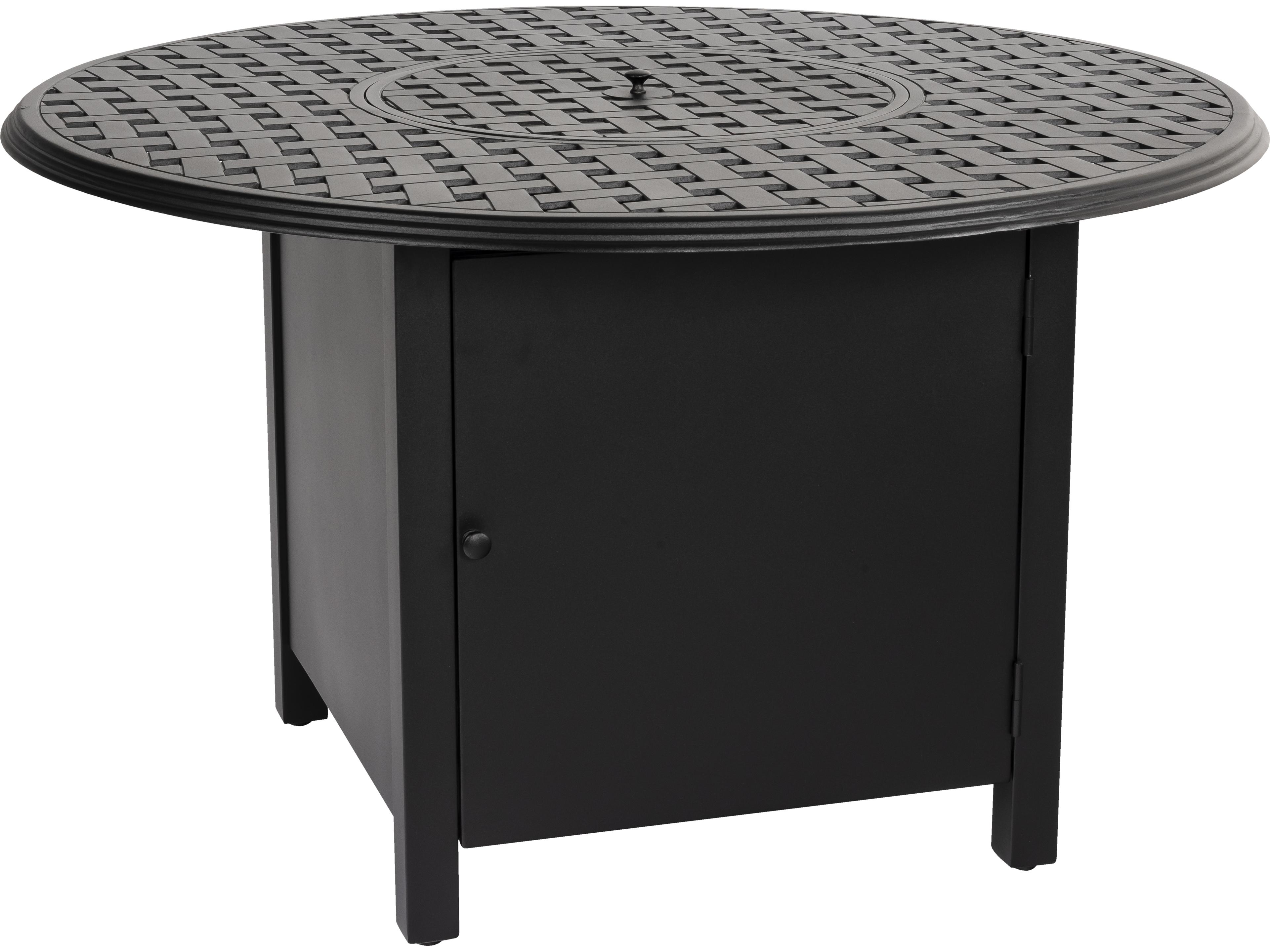 Woodard Thatch Aluminum Round Dining Height Outdoor Patio Fire Pit Table
