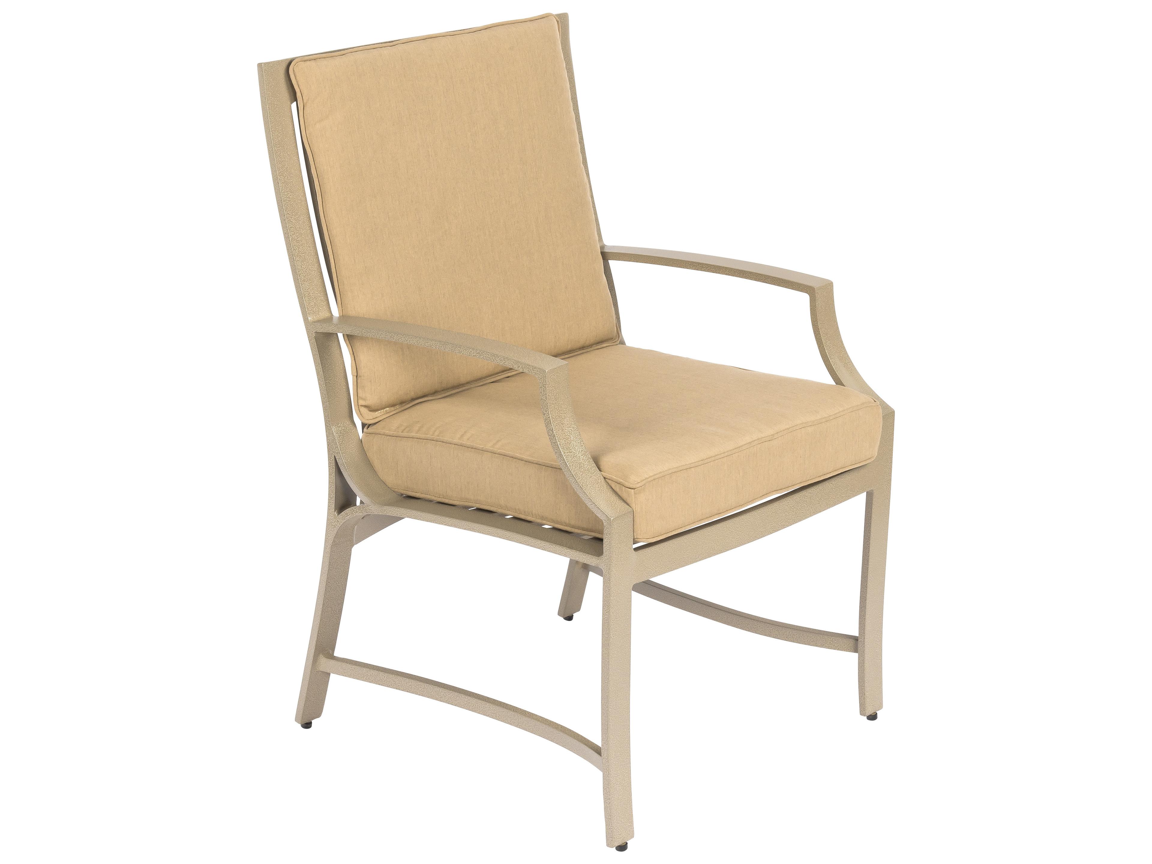 Woodard Seal Cove Aluminum Outdoor Dining Arm Chair with Back Cushion