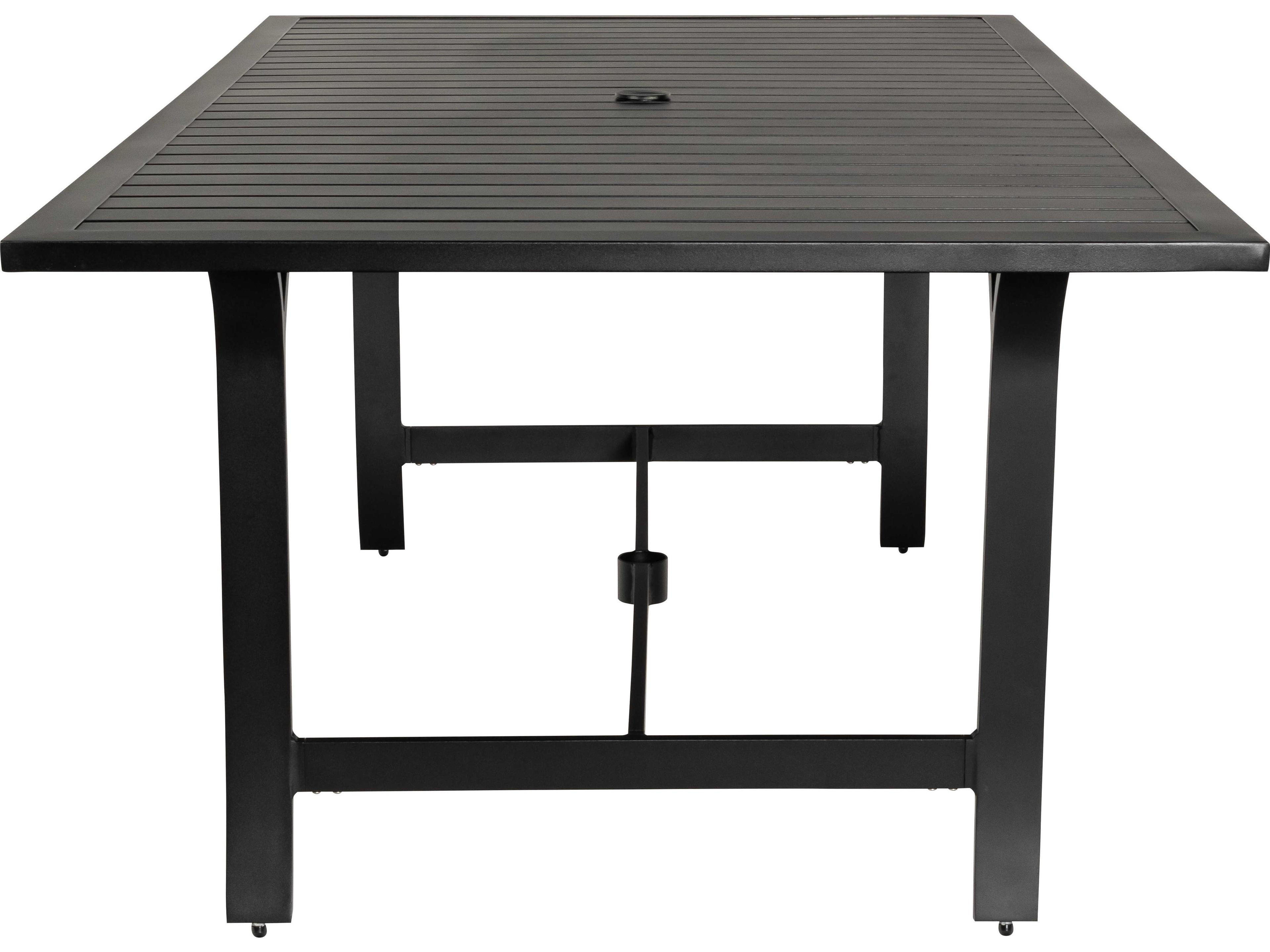 Woodard Seal Cove Aluminum Rectangular Outdoor Patio Dining Table with Umbrella Hole