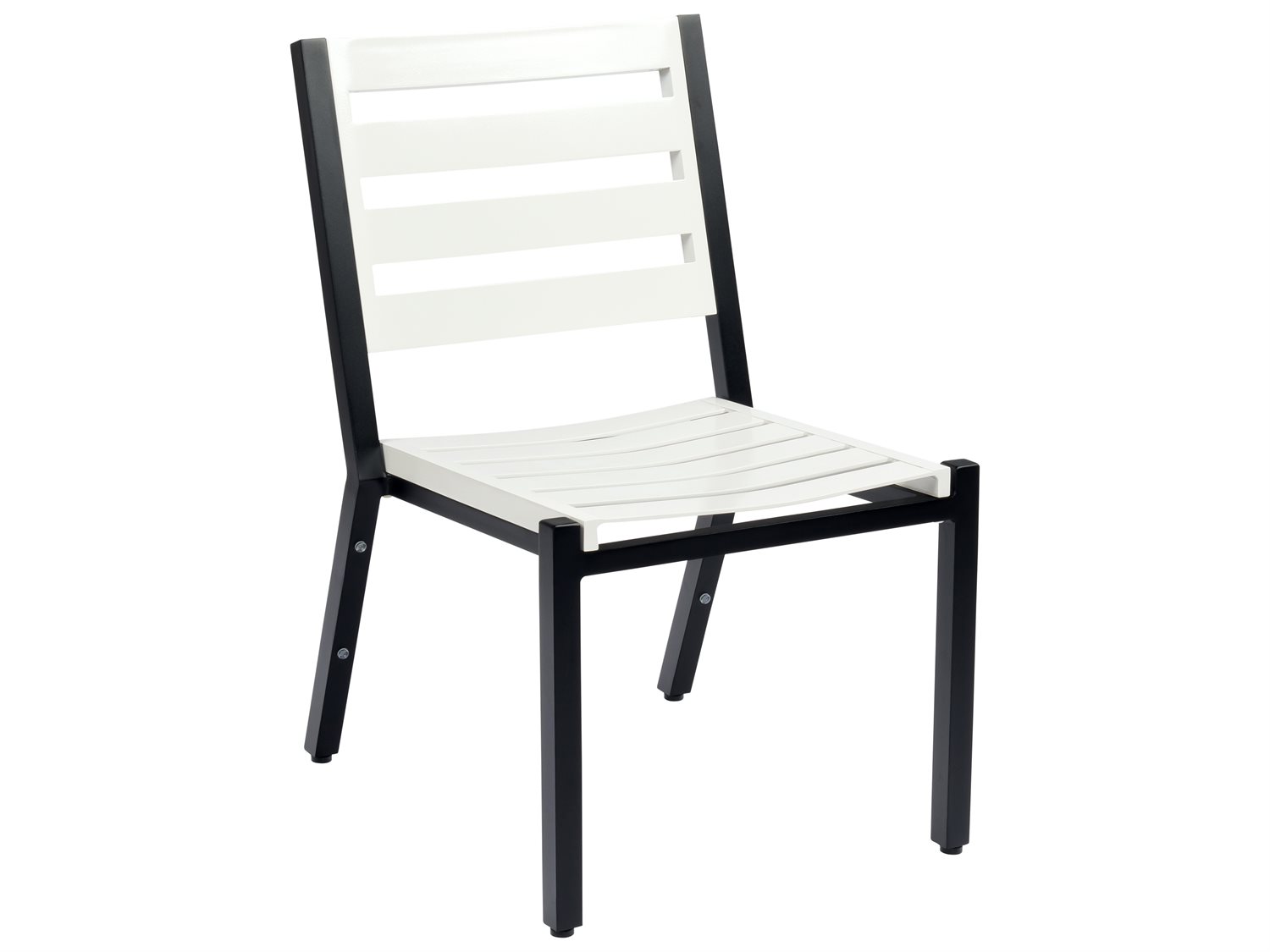 Woodard Palm Coast Slat Aluminum Outdoor Patio Dining Side Chair with Cushion