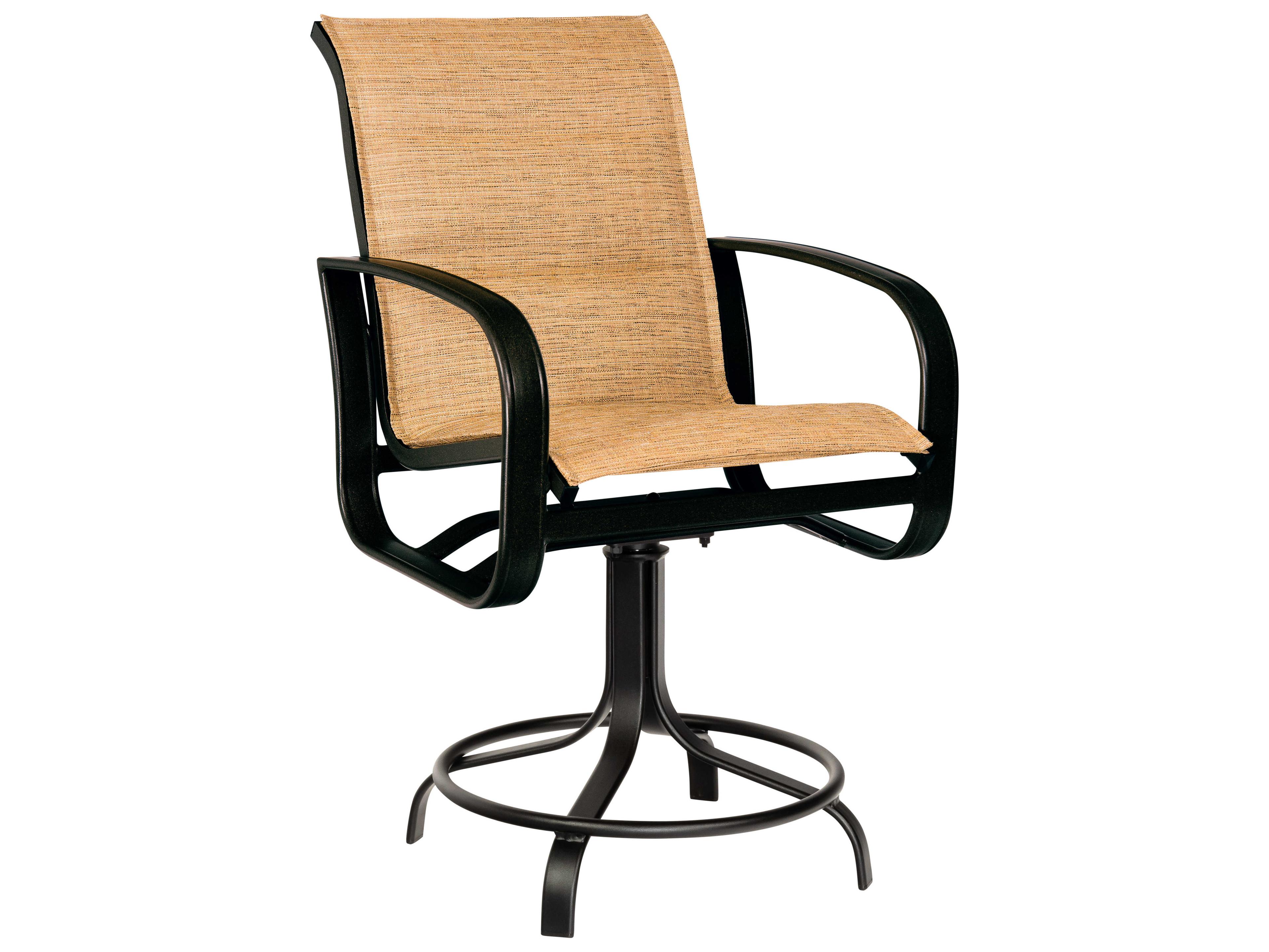 Woodard Cayman Isle Padded Sling Aluminum Swivel Patio Counter Stool