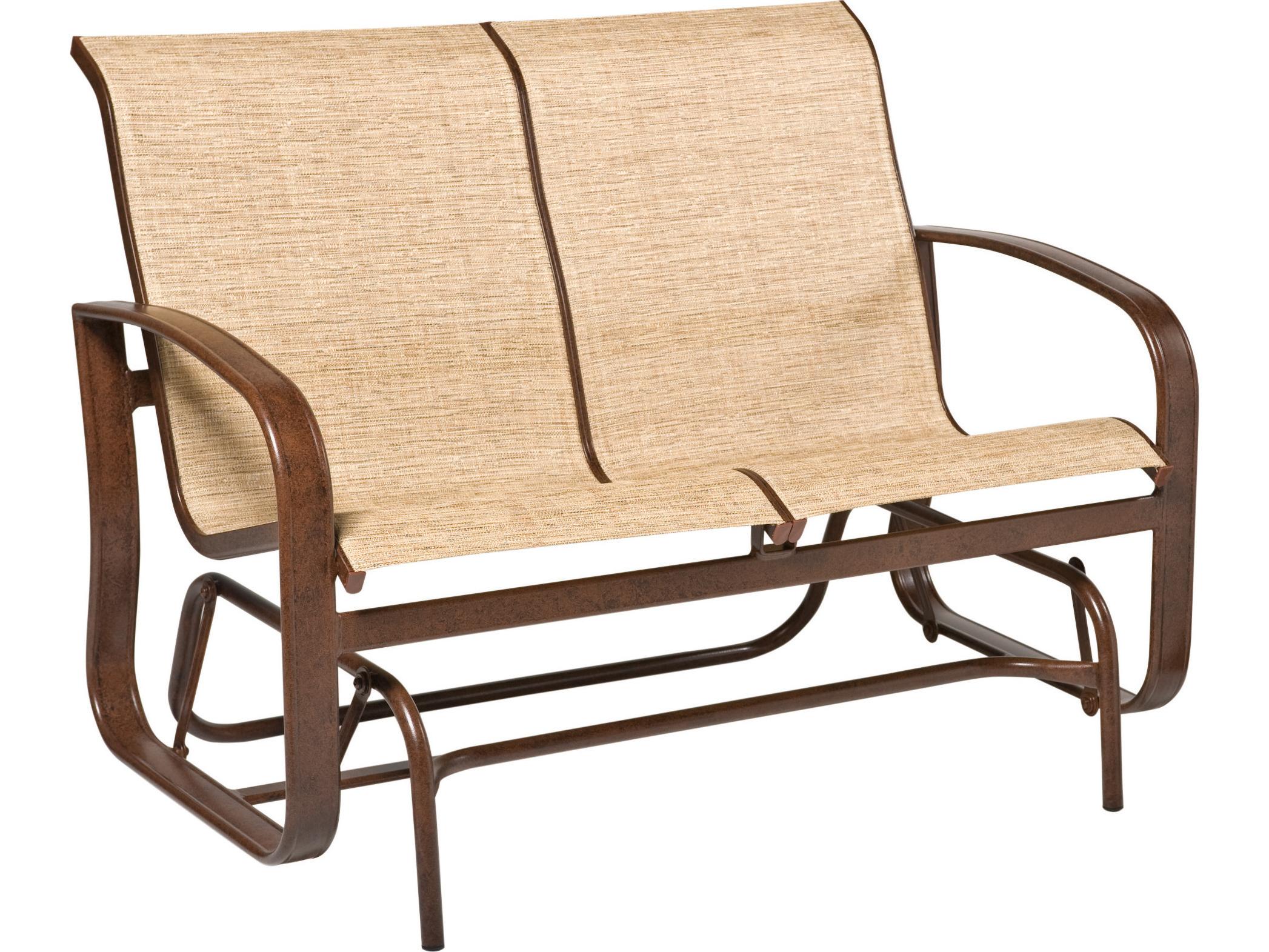 Woodard Cayman Isle Sling Aluminum Glider Patio Loveseat