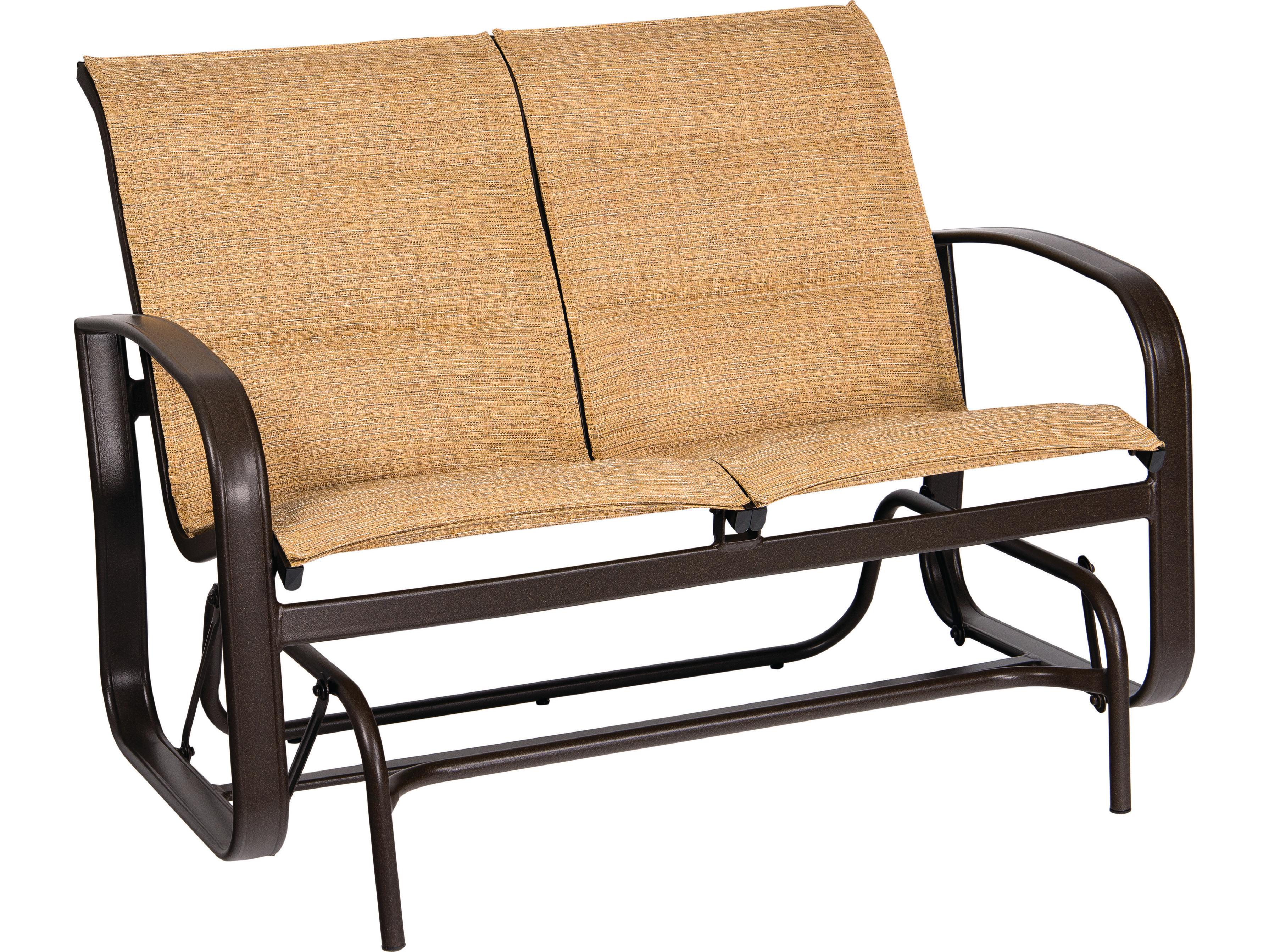 Woodard Cayman Isle Padded Sling Aluminum Glider Outdoor Loveseat