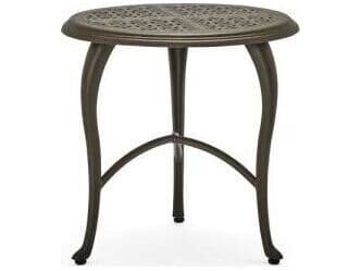 Woodard Hampton Cast Aluminum Round Outdoor Patio End Table in Cabriole Base