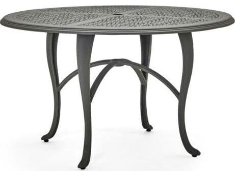 Woodard Hampton Cast Aluminum Round Outdoor Patio Dining Table with Umbrella Hole