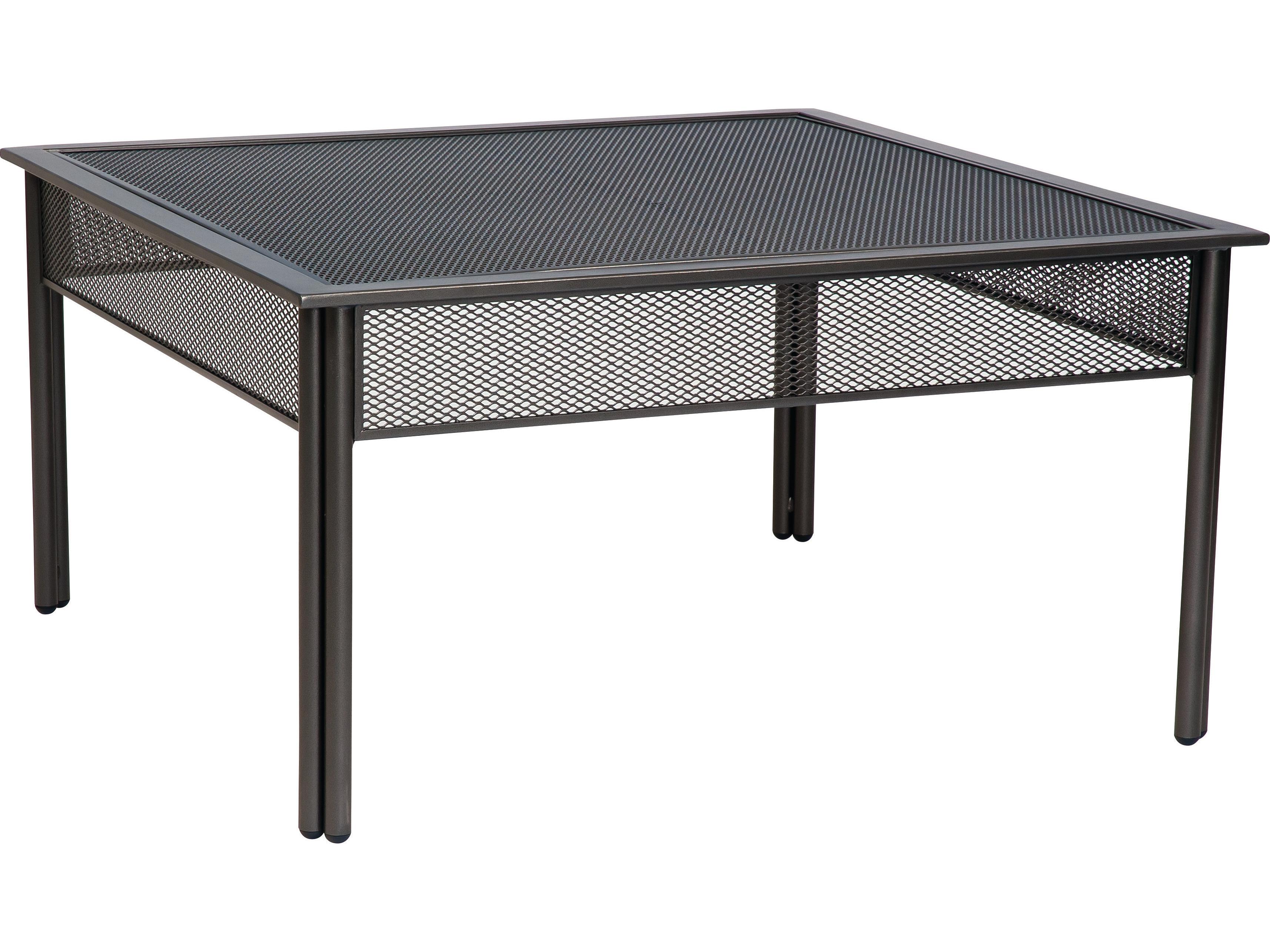 Woodard Jax Wrought Iron Square Micro Mesh Top Outdoor Coffee Table