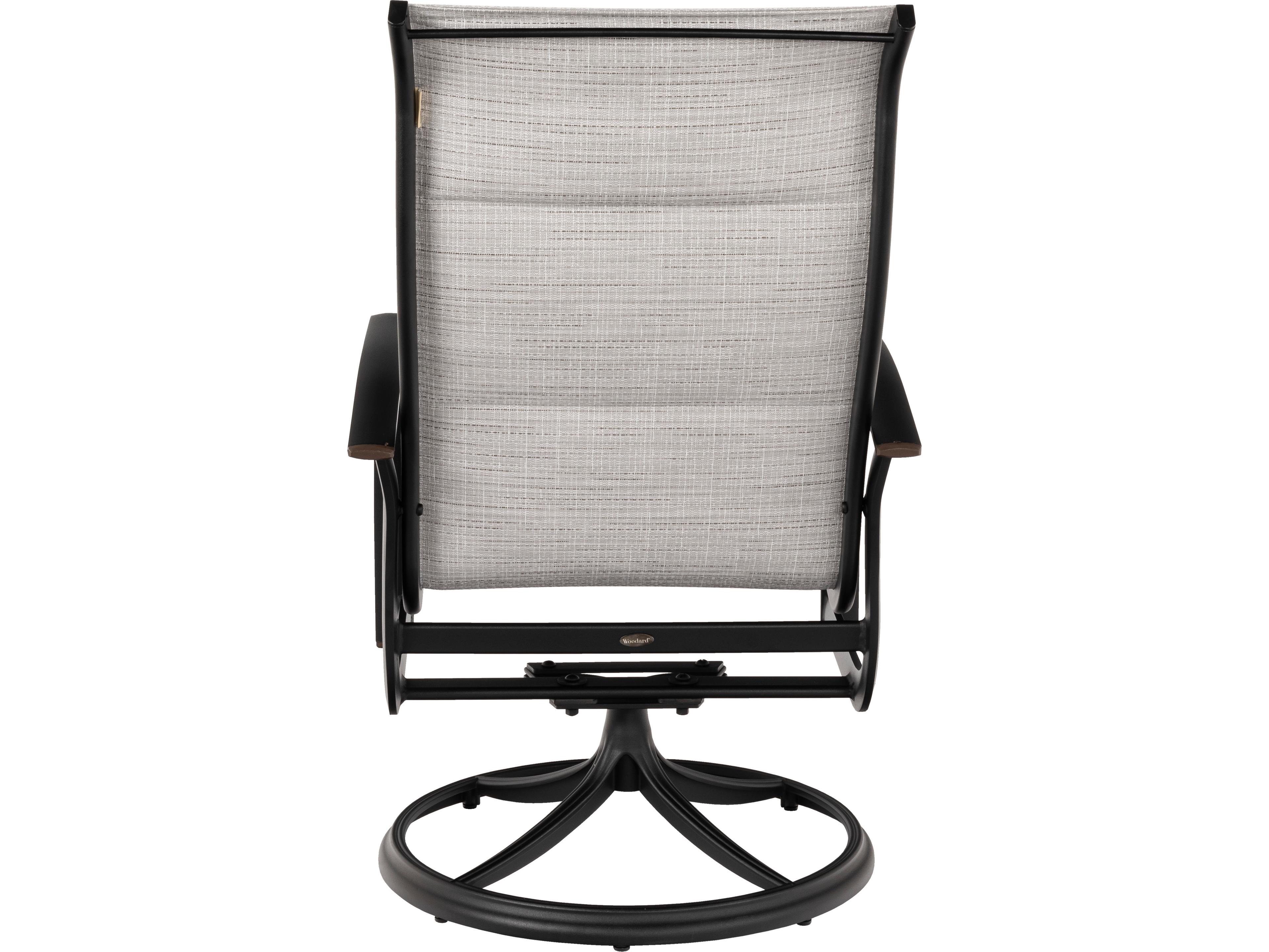 Woodard Fremont Padded Sling Aluminum High Back Swivel Rocker Outdoor Patio Lounge Chair