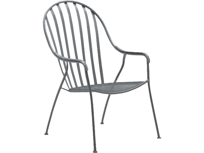 Woodard Valencia Wrought Iron Stackable High Back Barrel Outdoor Dining Arm Chair