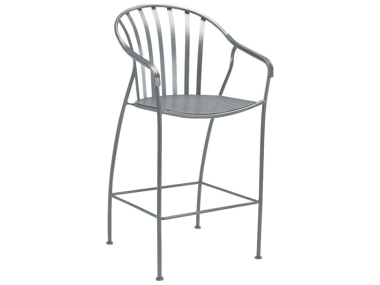 Woodard Valencia Wrought Iron Outdoor Patio Bar Stool with Cushion