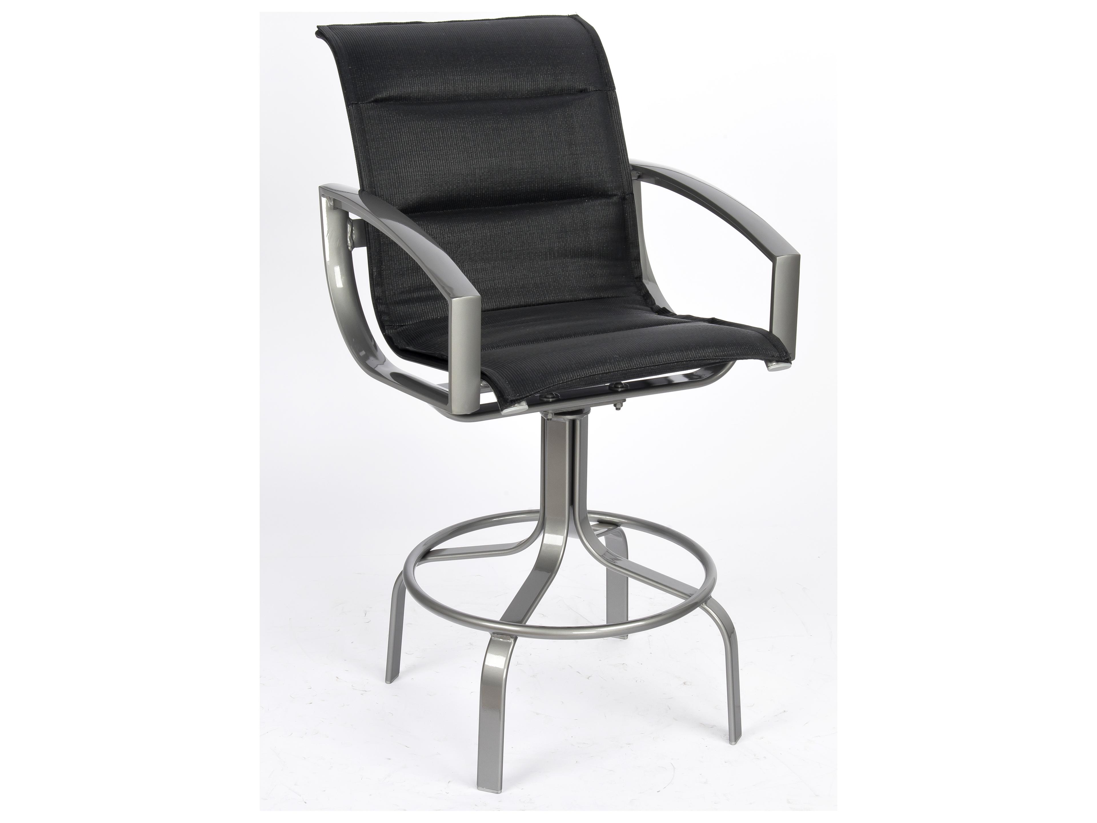 Woodard Metropolis Padded Sling Aluminum Swivel Outdoor Bar Stool