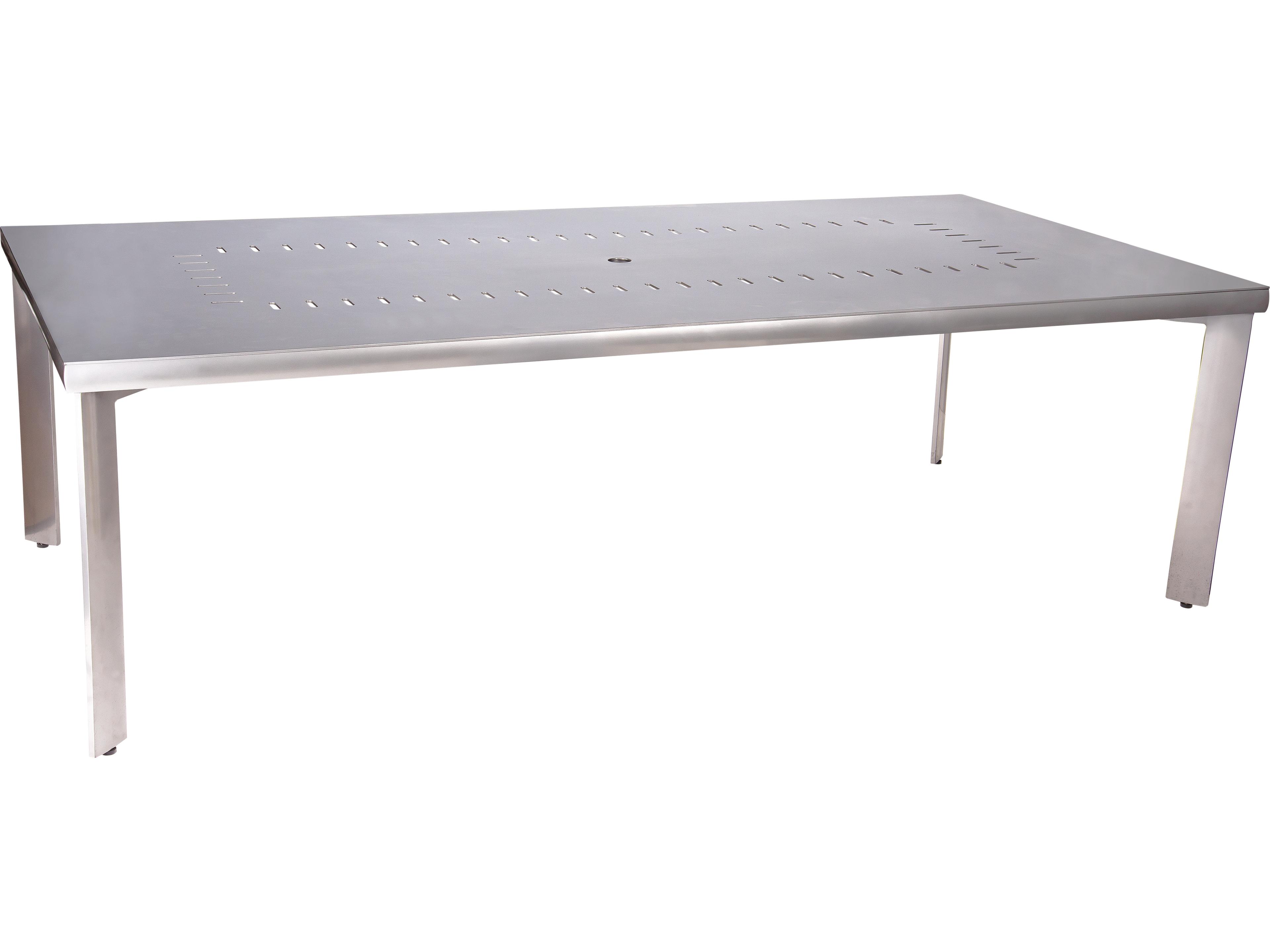 Woodard Metropolis Aluminum Rectangular Outdoor Patio Dining Table with Umbrella Hole
