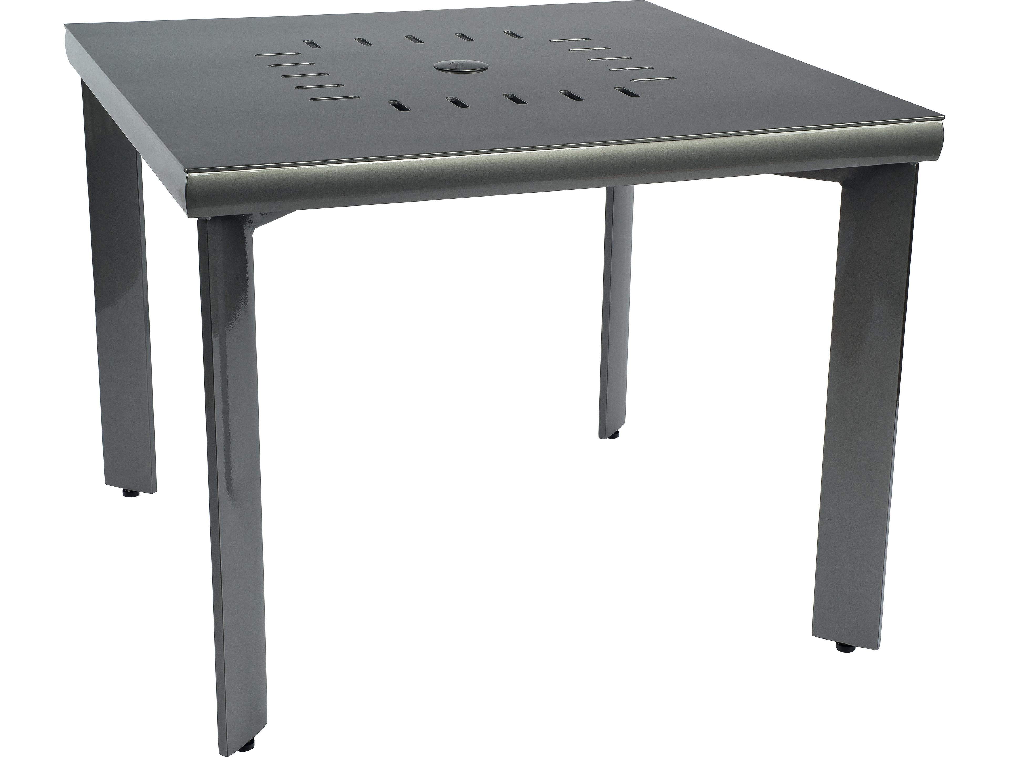 Woodard Metropolis Aluminum Square Patio Dining Table with Umbrella Hole