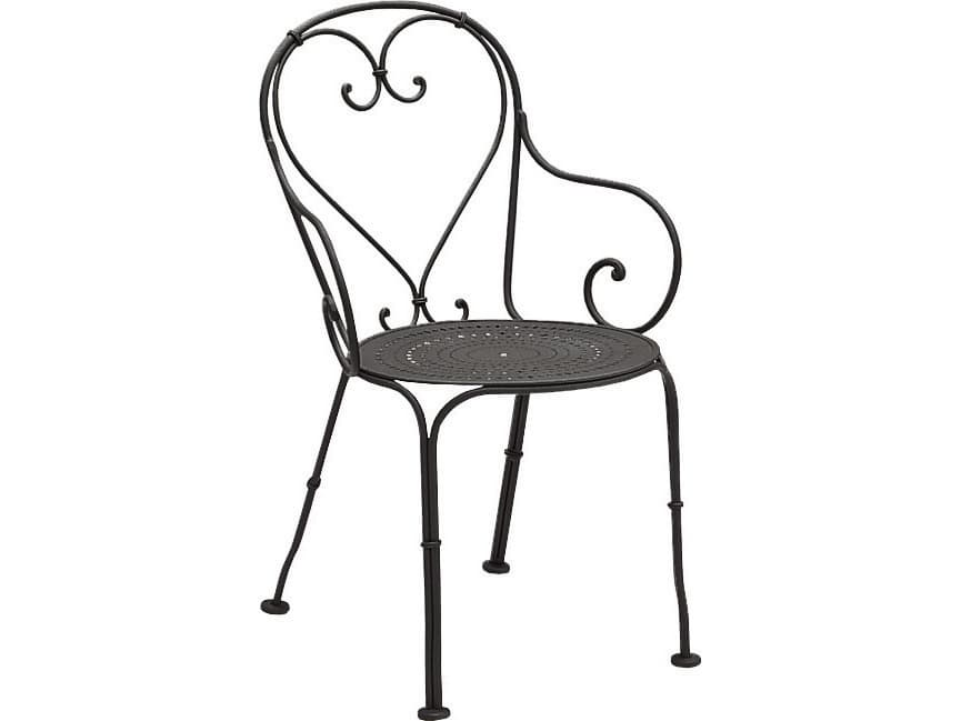Woodard Parisienne Wrought Iron Pattern Seat Outdoor Dining Arm Chair