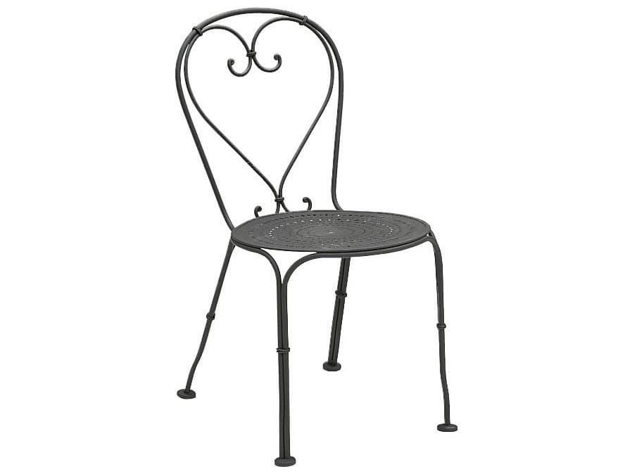 Woodard Parisienne Wrought Iron Outdoor Dining Side Chair with Cushion