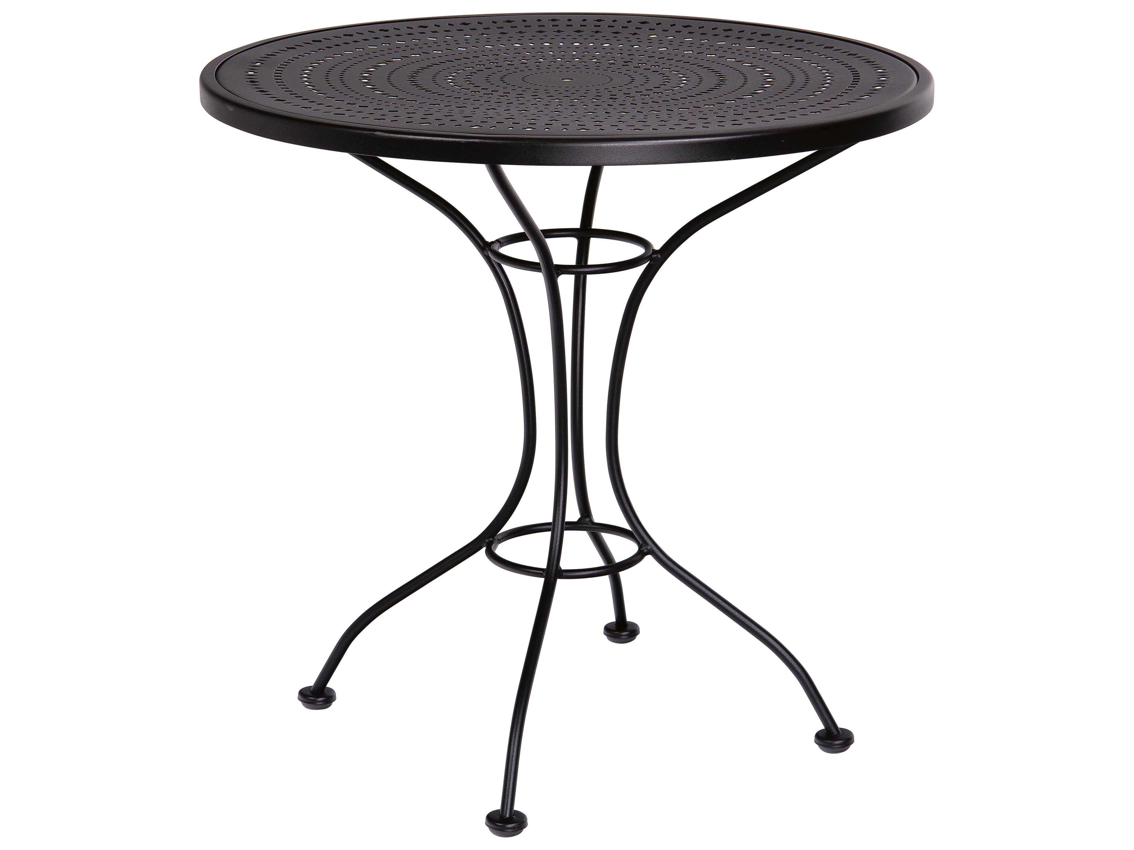 Woodard Parisienne Wrought Iron Round Pattern Top Patio Bistro Table