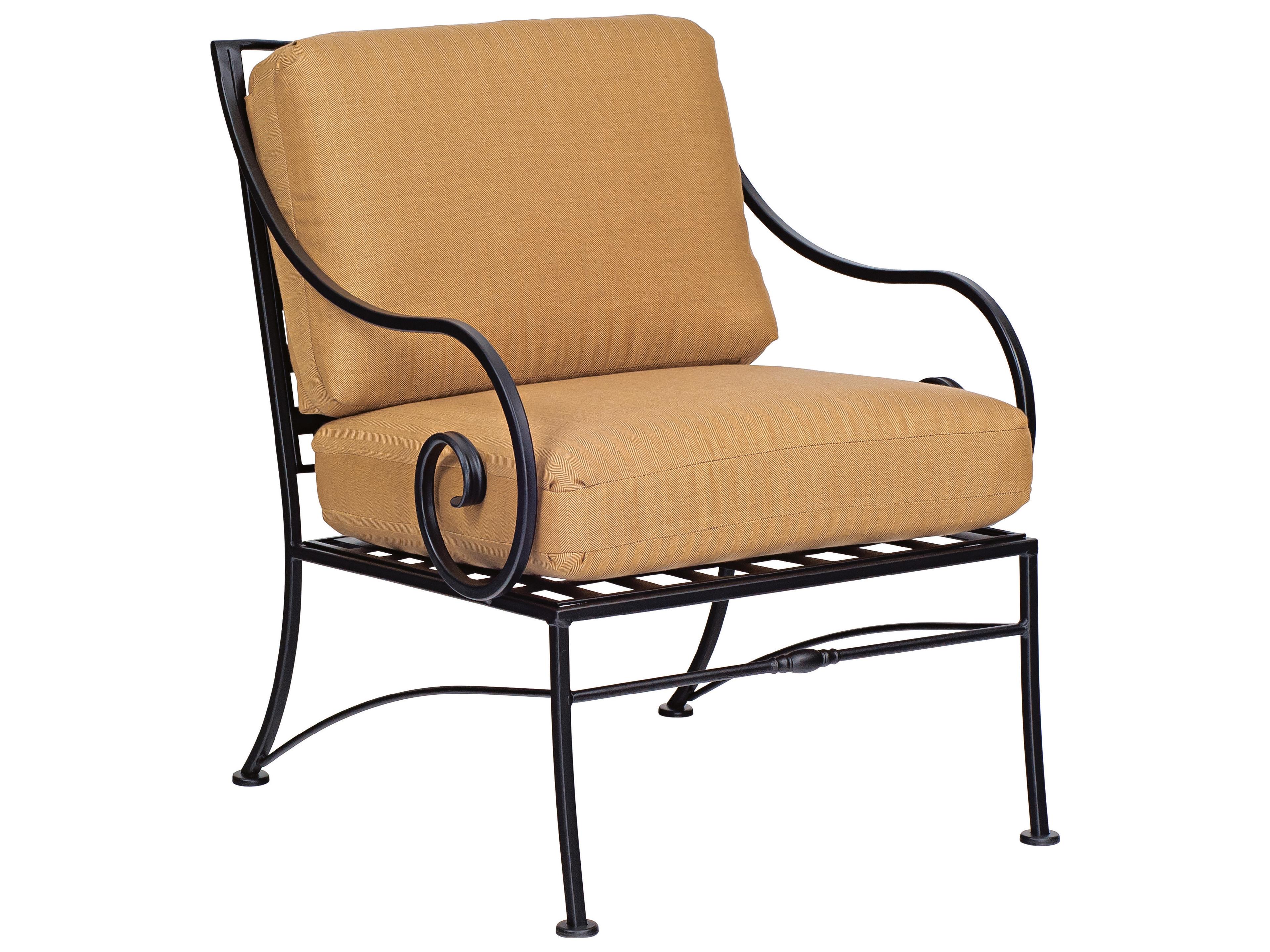 Woodard Sheffield Cushion Wrought Iron Outdoor Lounge Chair