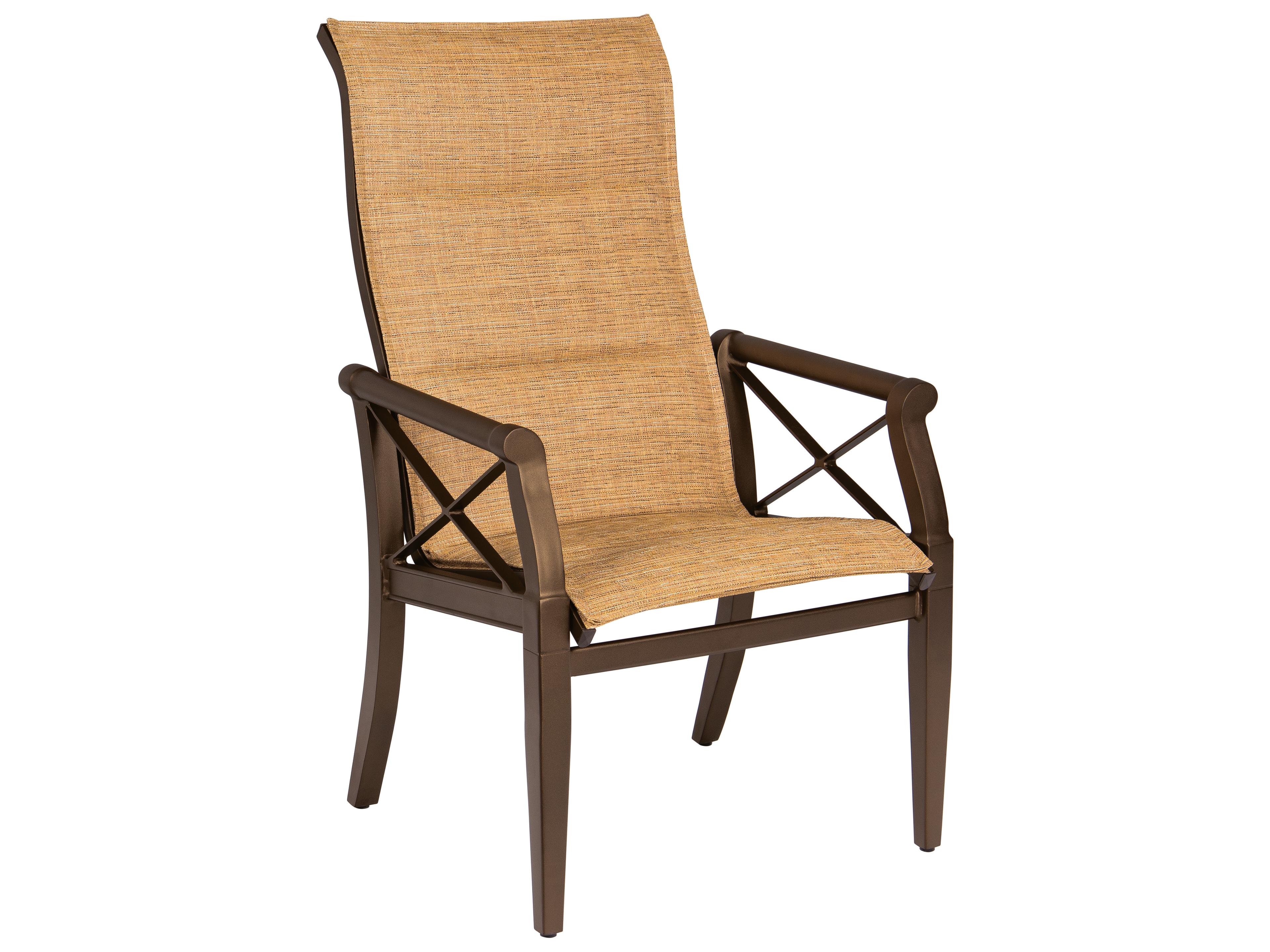 Woodard Andover Padded Sling Aluminum High Back Outdoor Dining Arm Chair