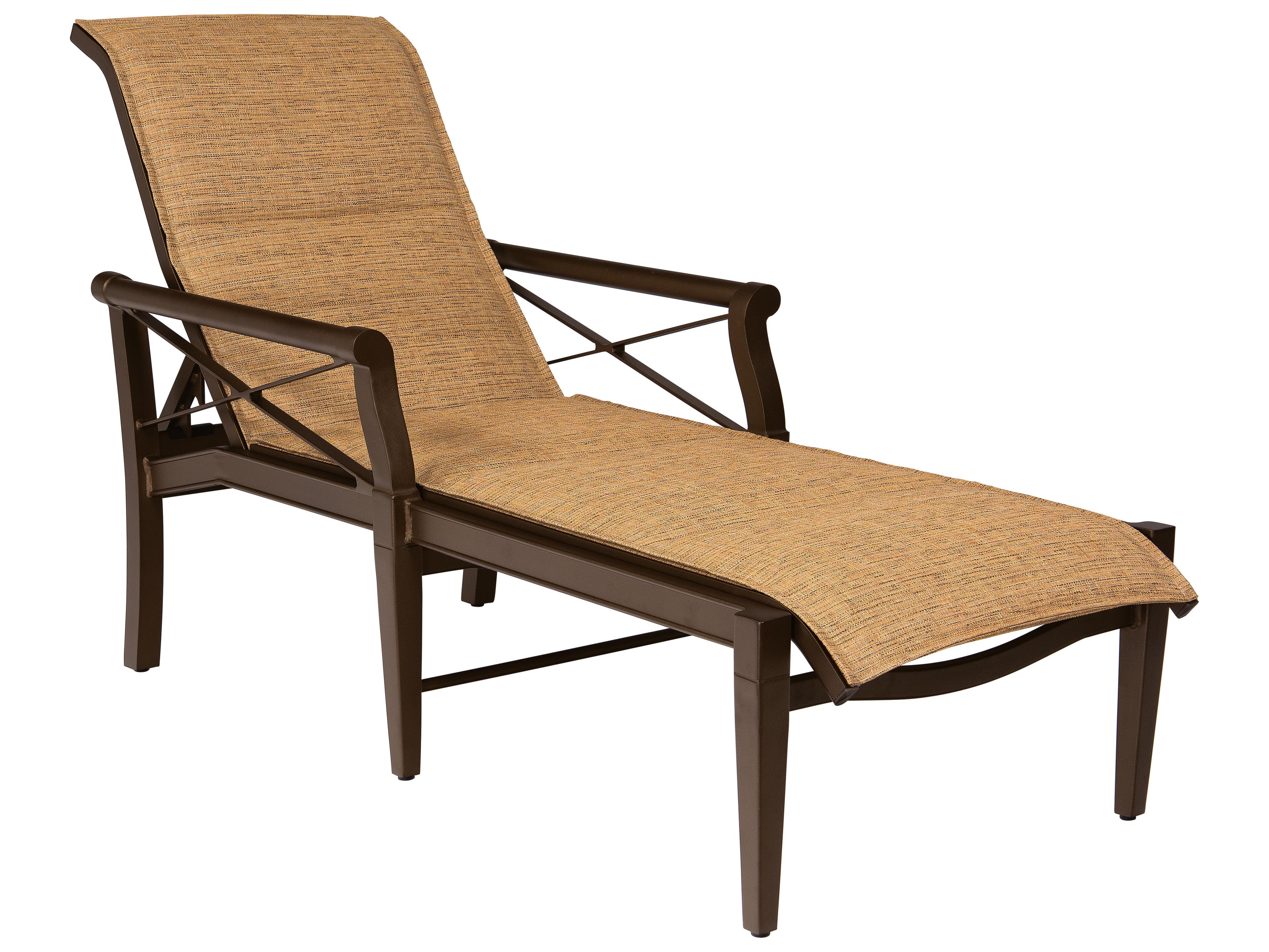 Woodard Andover Padded Sling Aluminum Adjustable Outdoor Chaise Lounge